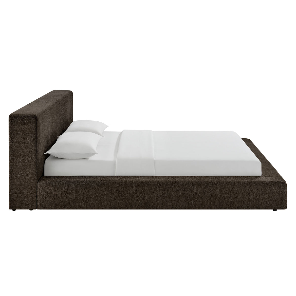 Luma Java Chenille Upholstered King Platform Bed Frame