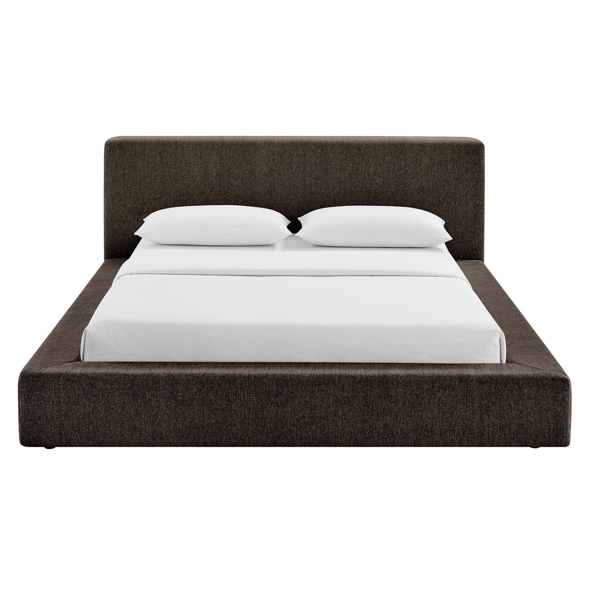 Luma Java Chenille Upholstered King Platform Bed Frame
