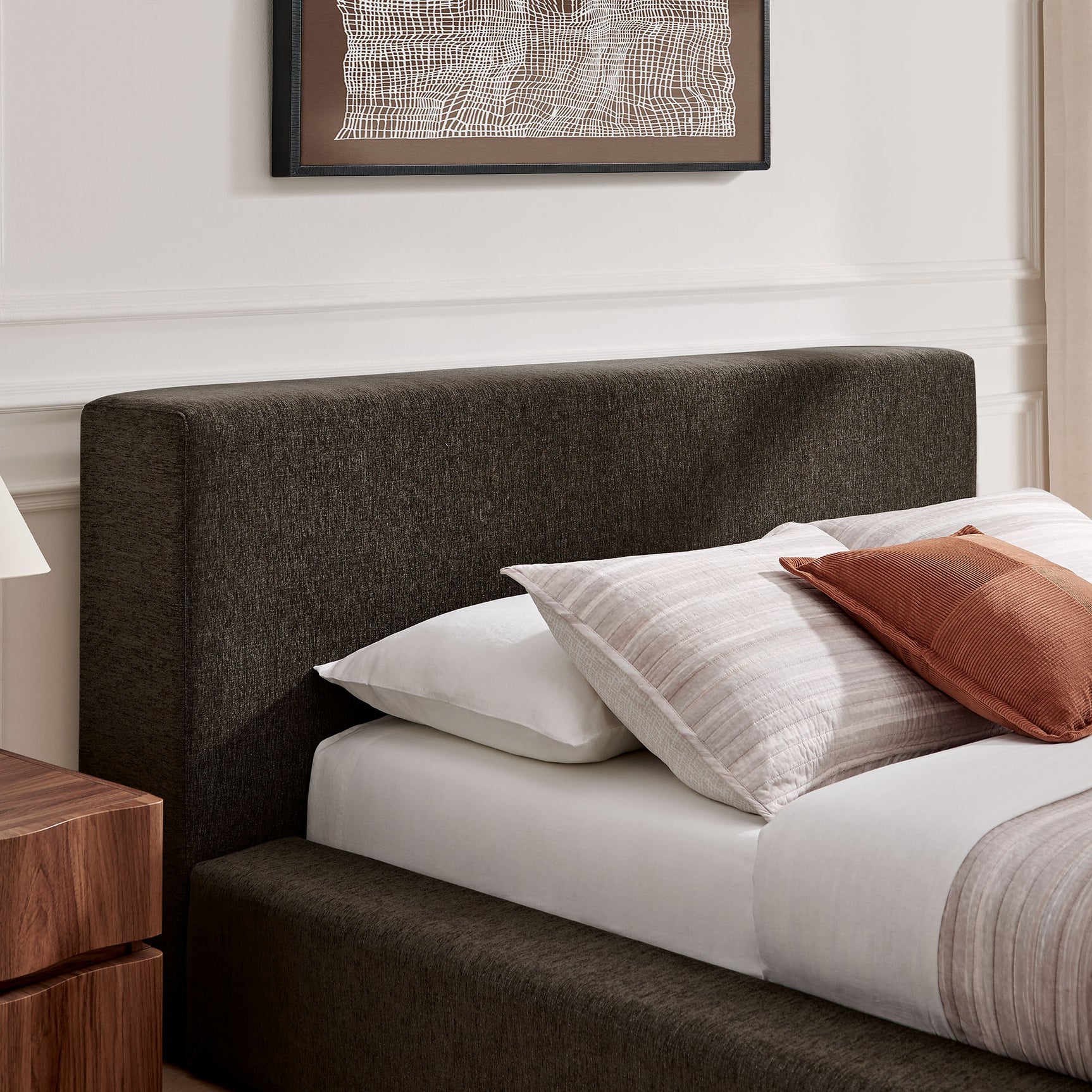 Luma Java Chenille Upholstered King Platform Bed Frame