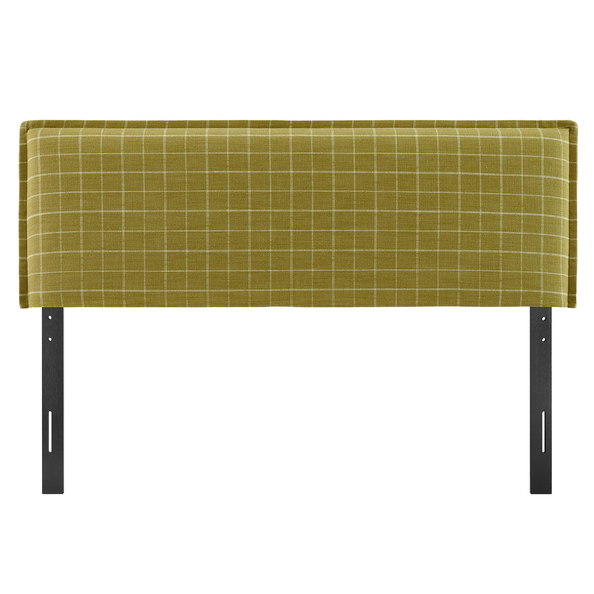 Camille Artichoke Windowpane Check Checkered Linen Blend Full Size Headboard - Ornate Home