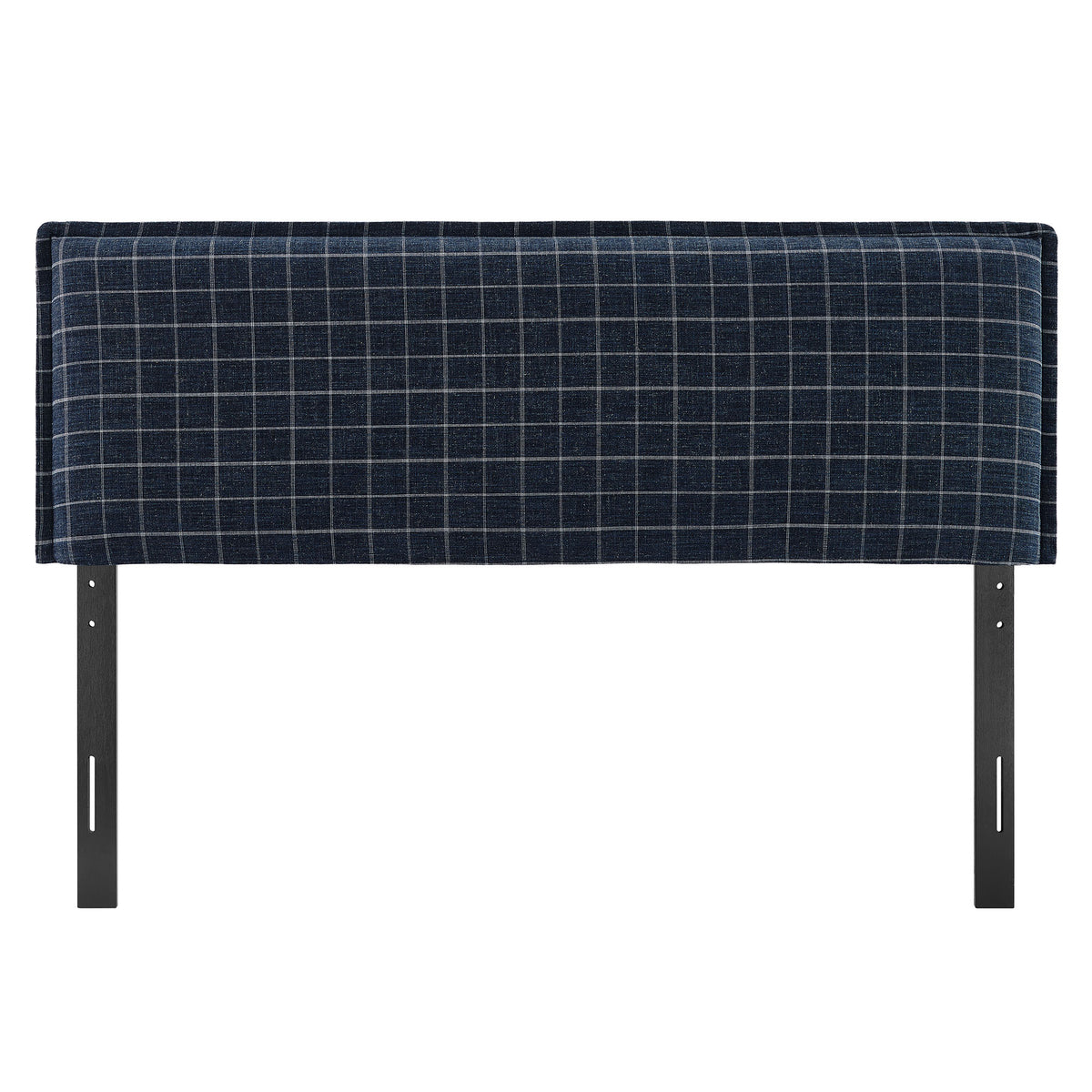 Camille Denim Windowpane Check Checkered Linen Blend Queen Size Headboard - Ornate Home