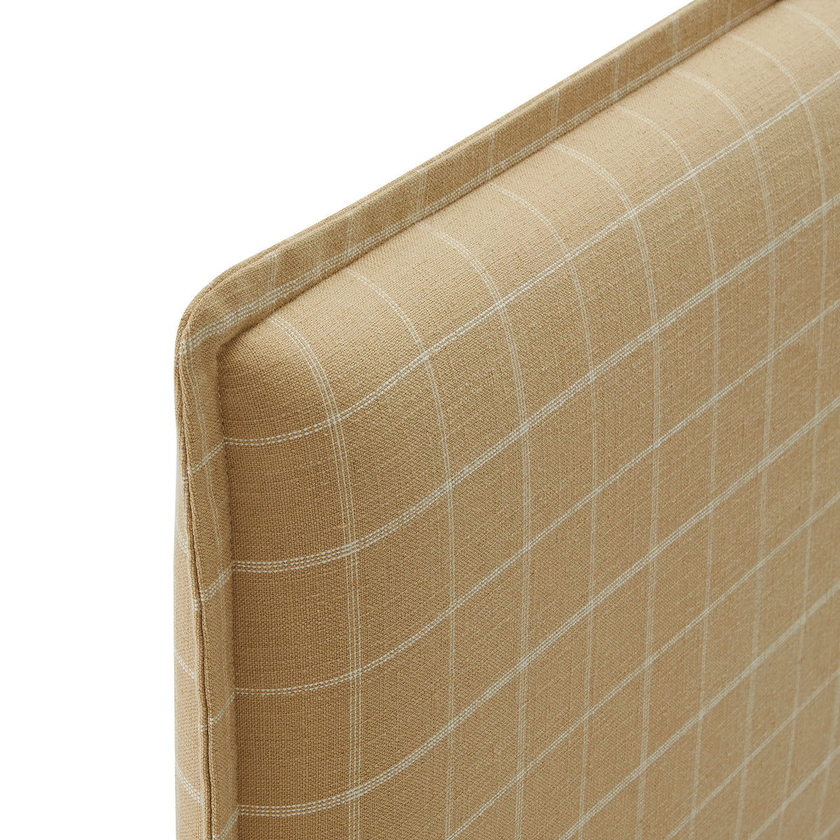 Camille Hemp Windowpane Check Checkered Linen Blend Queen Size Headboard - Ornate Home