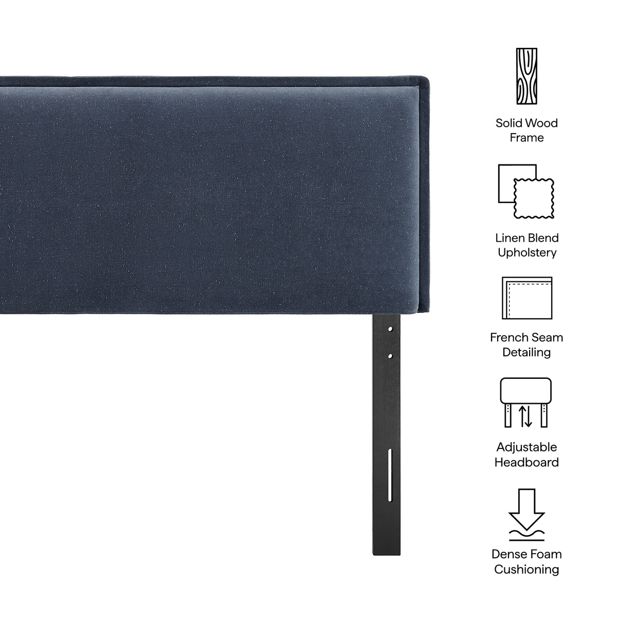 Camille Denim Upholstered Linen Blend King Size Headboard