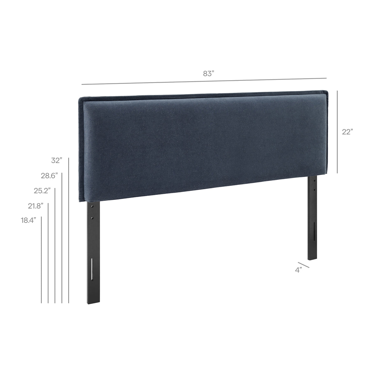 Camille Denim Upholstered Linen Blend King Size Headboard