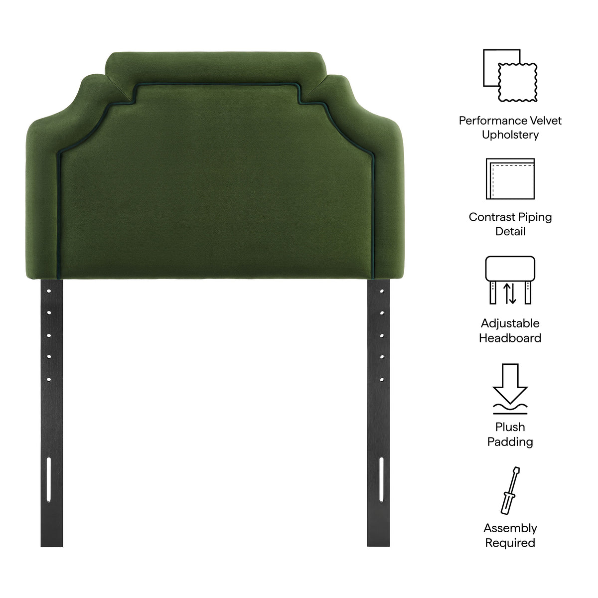 Magnolia Moss Green Dark Green Stain-Resistant Performance Velvet Twin Size Headboard