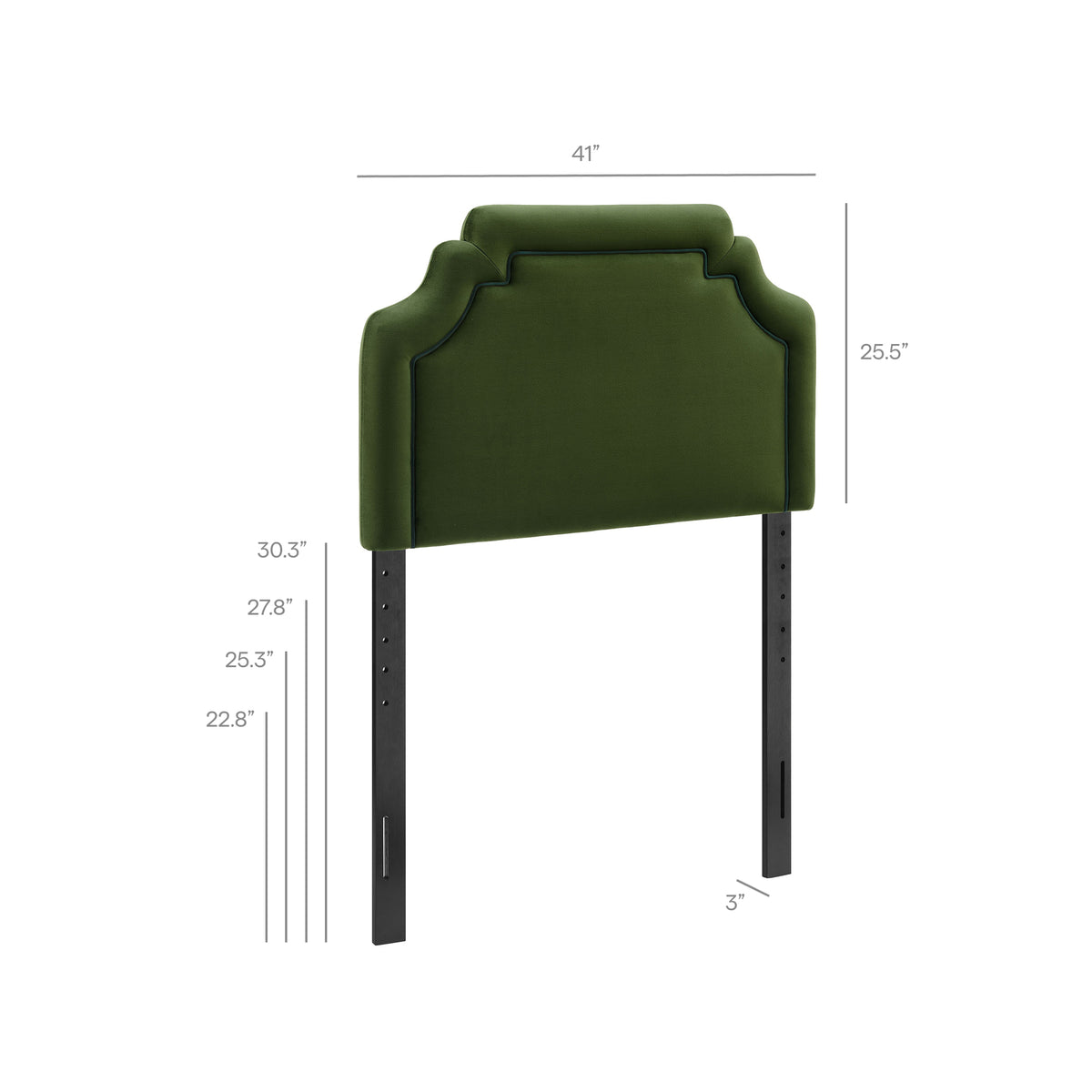 Magnolia Moss Green Dark Green Stain-Resistant Performance Velvet Twin Size Headboard