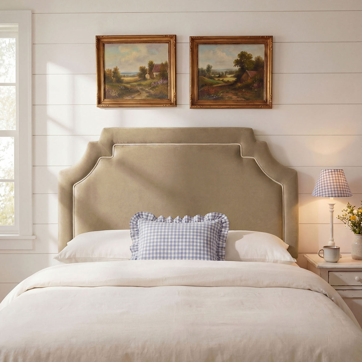 Magnolia Taupe/Almond Stain-Resistant Performance Velvet Full Size Headboard