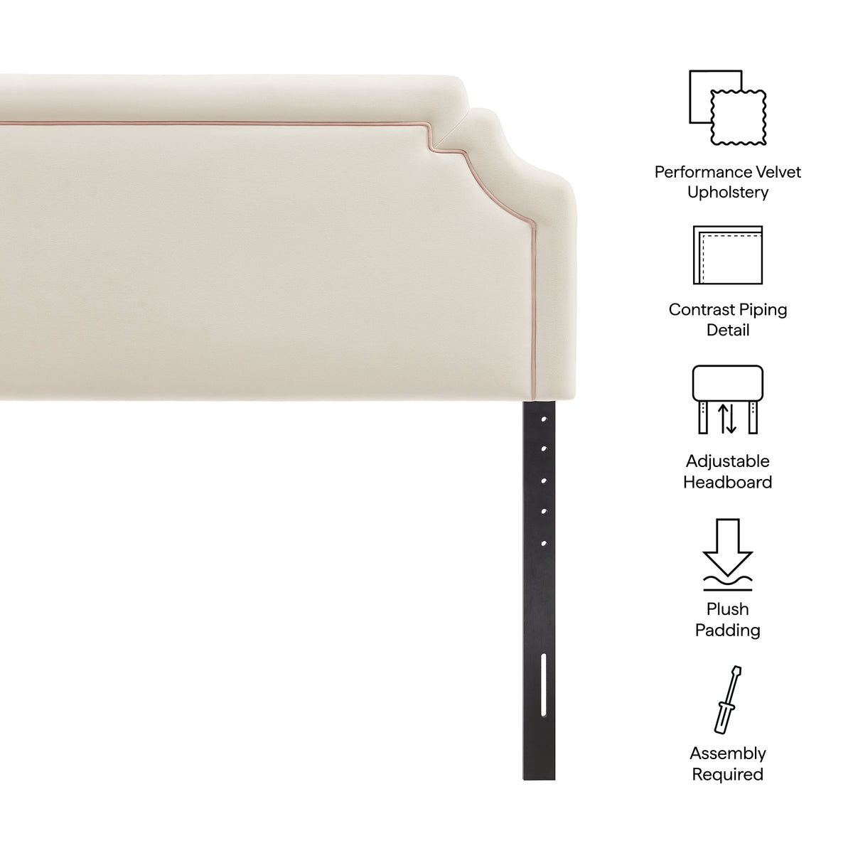 Magnolia Alabaster/Pink Stain-Resistant Performance Velvet King Size Headboard - Ornate Home
