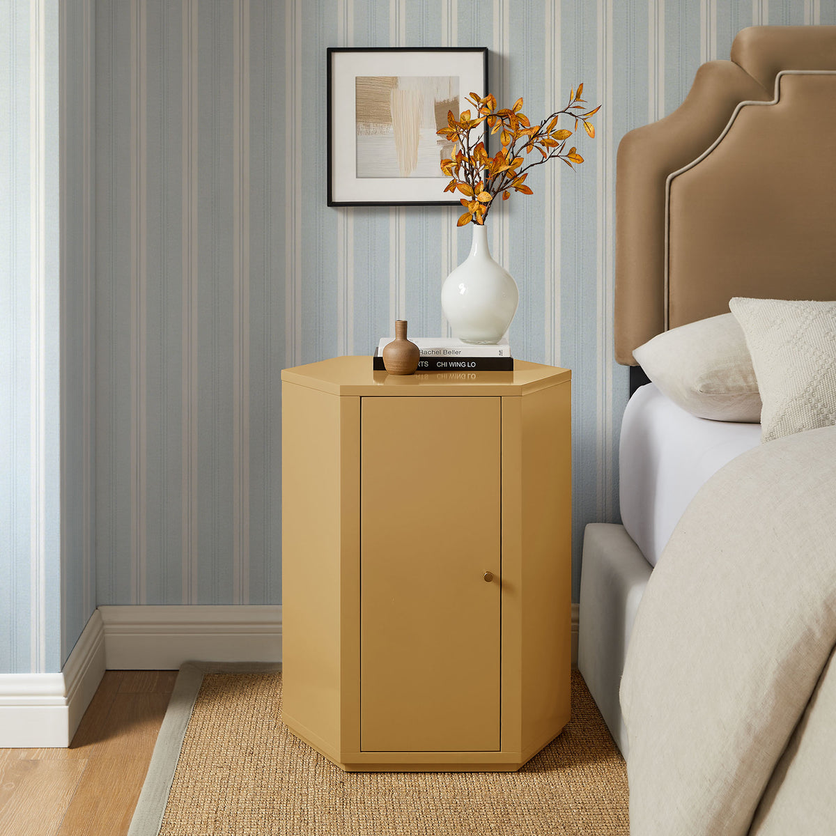 Kade Mustard Faceted Semi-Gloss Side Table