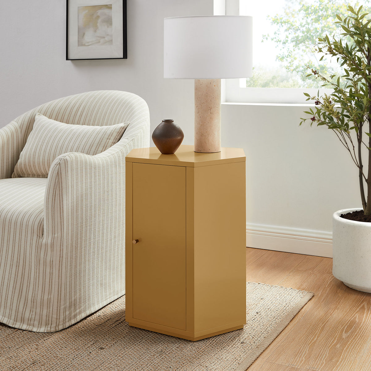 Kade Mustard Faceted Semi-Gloss Side Table
