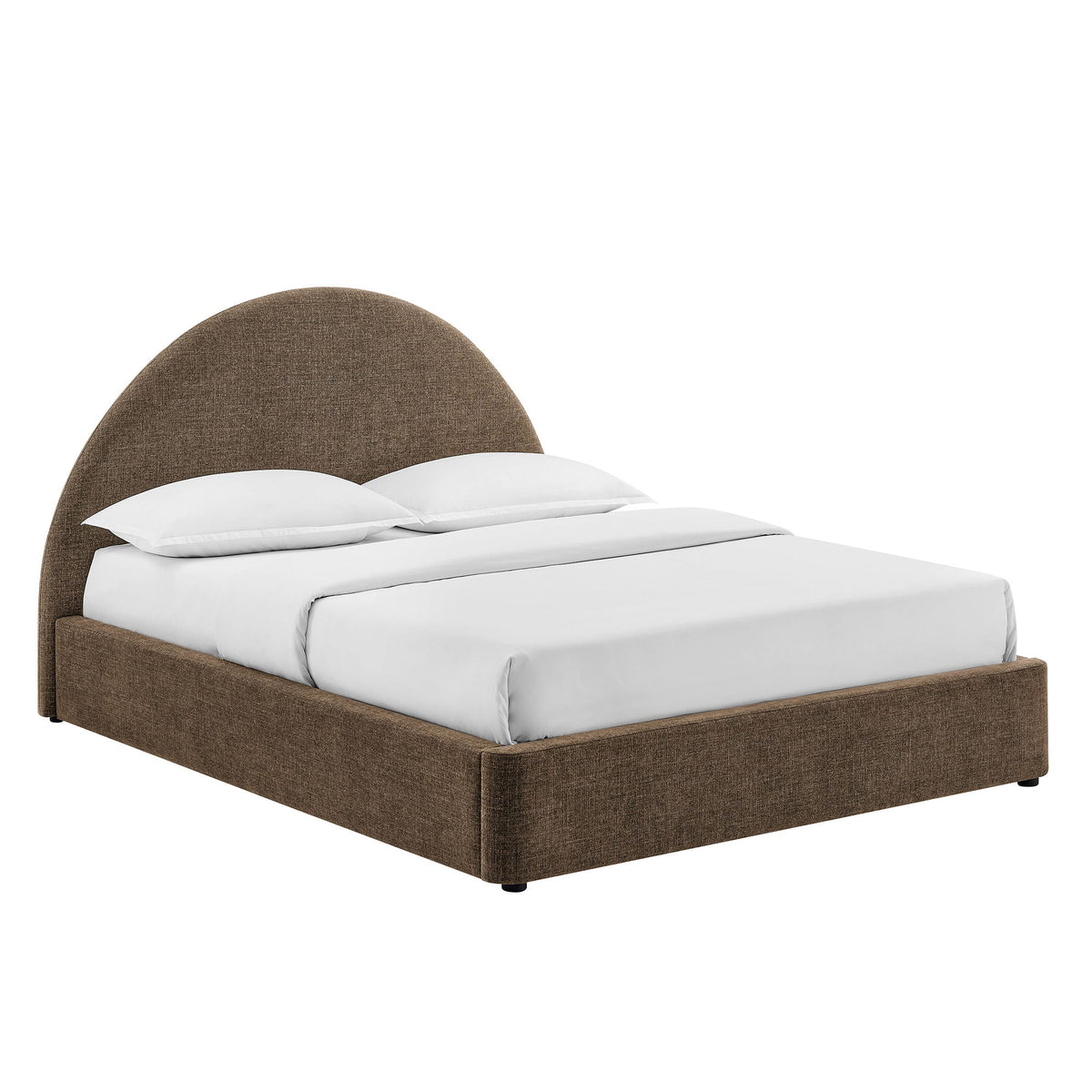 Resort Mocha King Arched Upholstered Fabric Storage Platform Bed Frame