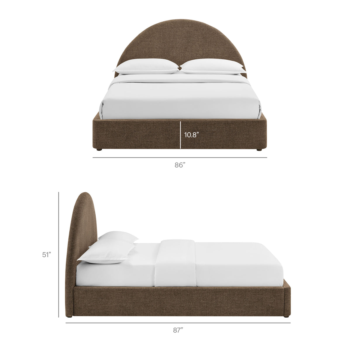 Resort Mocha King Arched Upholstered Fabric Storage Platform Bed Frame