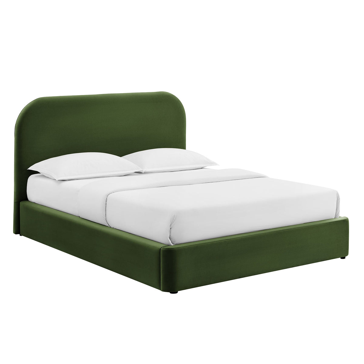Keynote Moss Green Queen Performance Velvet Storage Platform Bed Frame