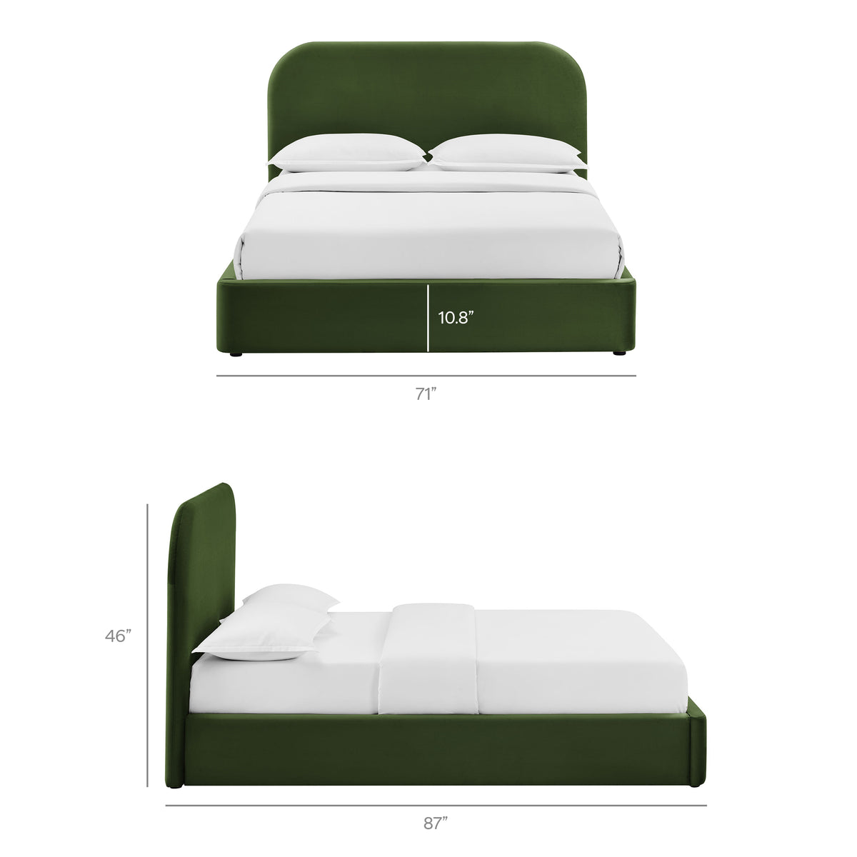 Keynote Moss Green Queen Performance Velvet Storage Platform Bed Frame