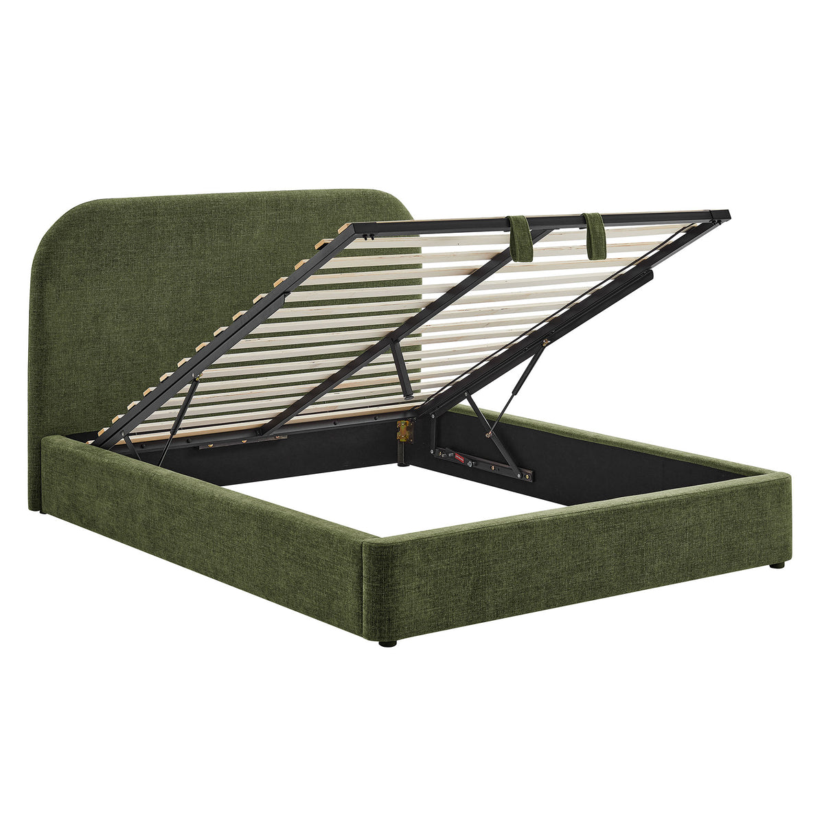 Keynote Foliage King Fabric Upholstered Storage Platform Bed Frame