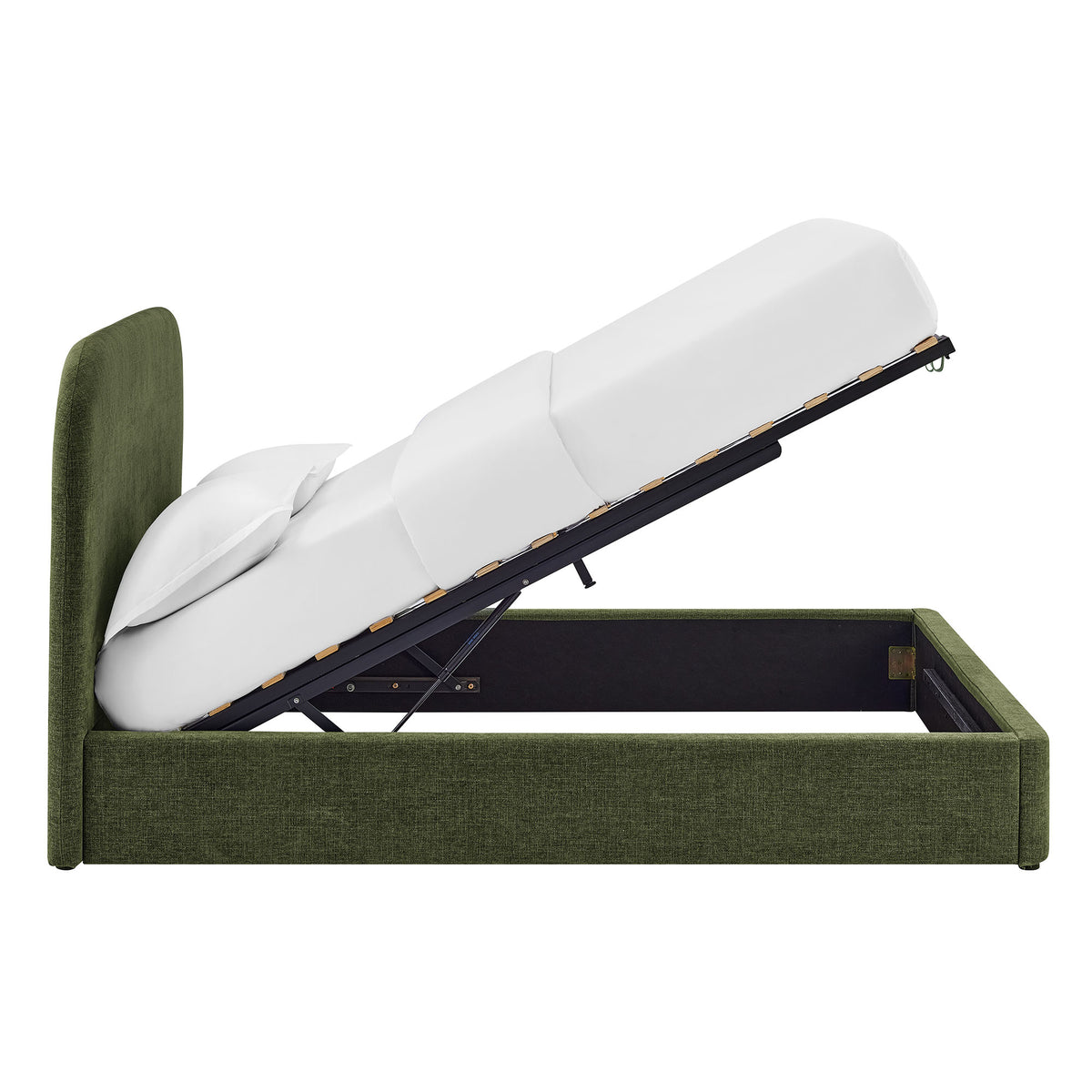Keynote Foliage King Fabric Upholstered Storage Platform Bed Frame