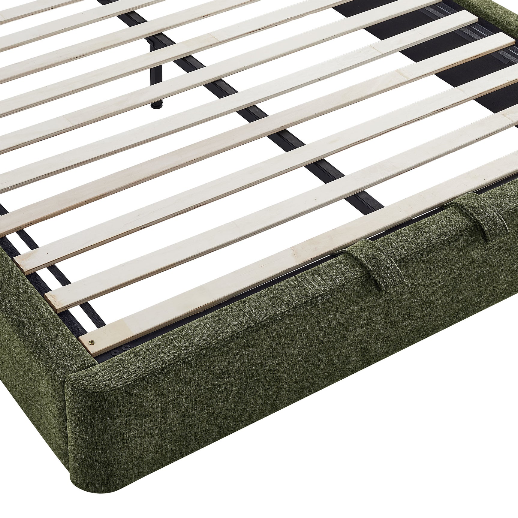 Keynote Foliage King Fabric Upholstered Storage Platform Bed Frame