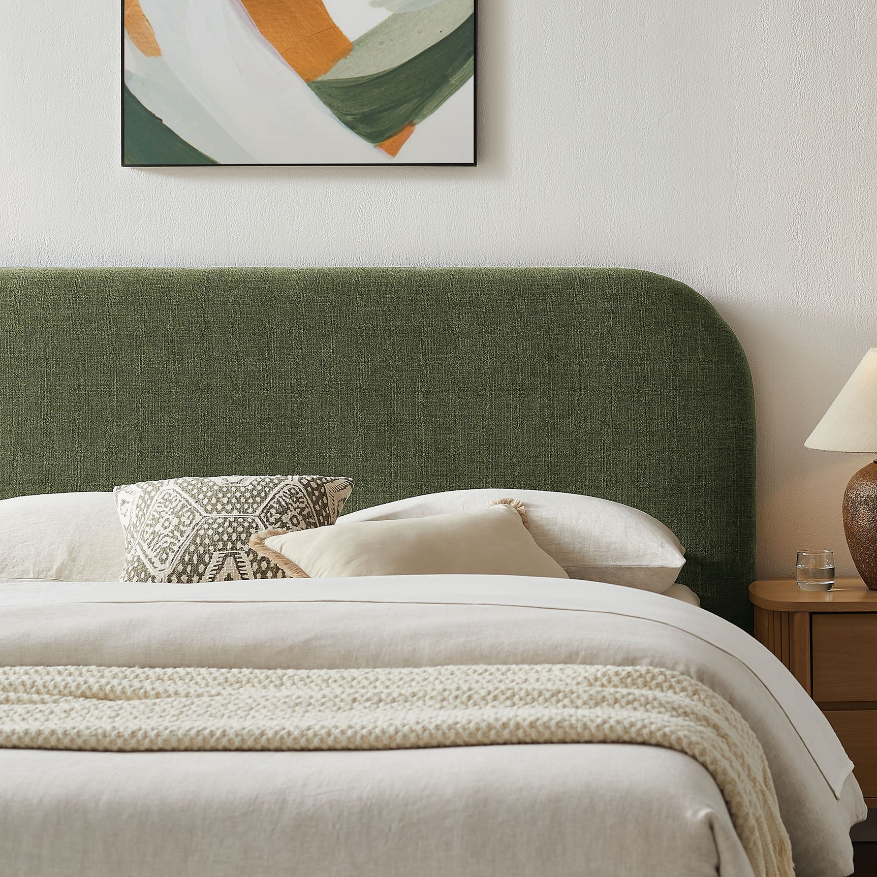 Keynote Foliage King Fabric Upholstered Storage Platform Bed Frame
