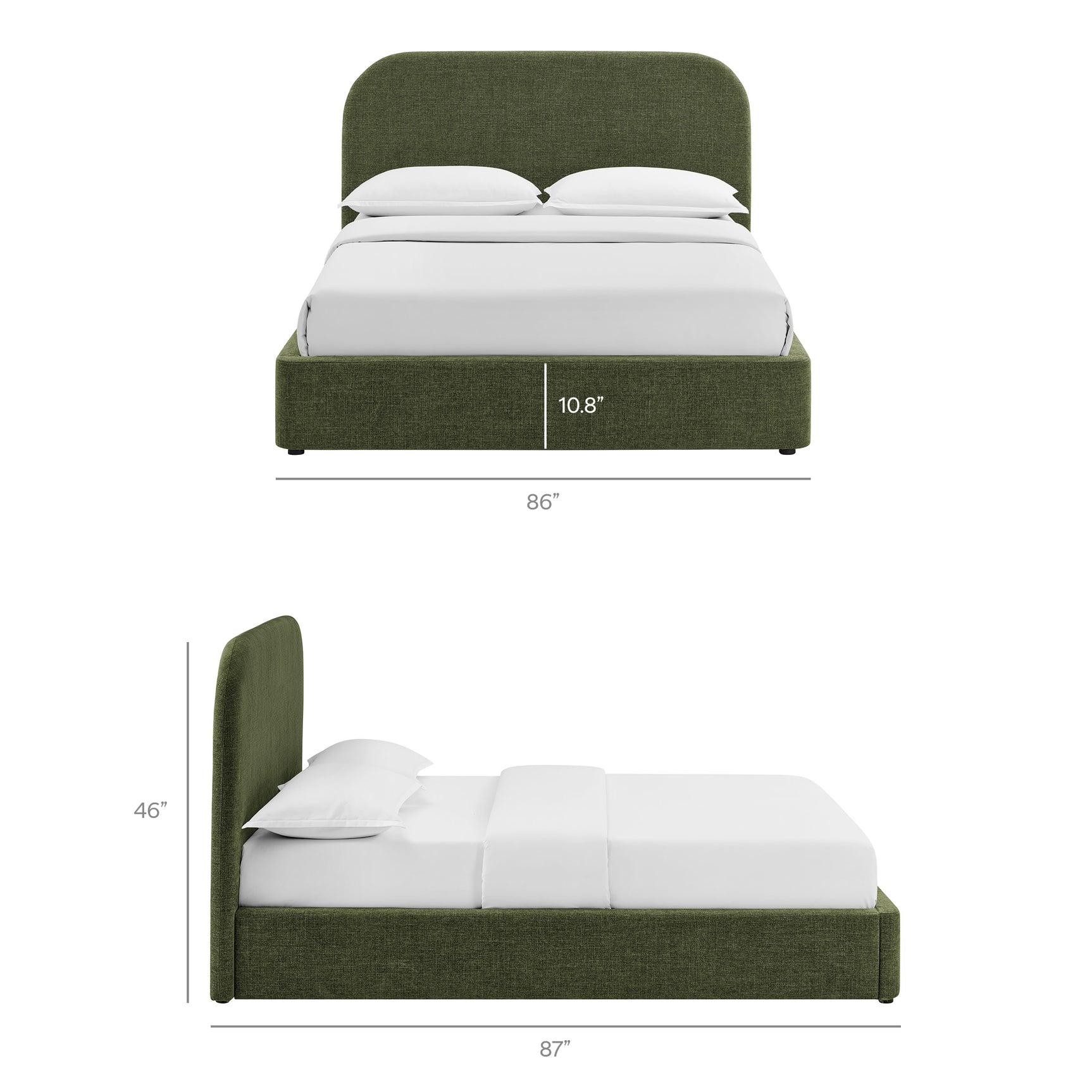 Keynote Foliage King Fabric Upholstered Storage Platform Bed Frame