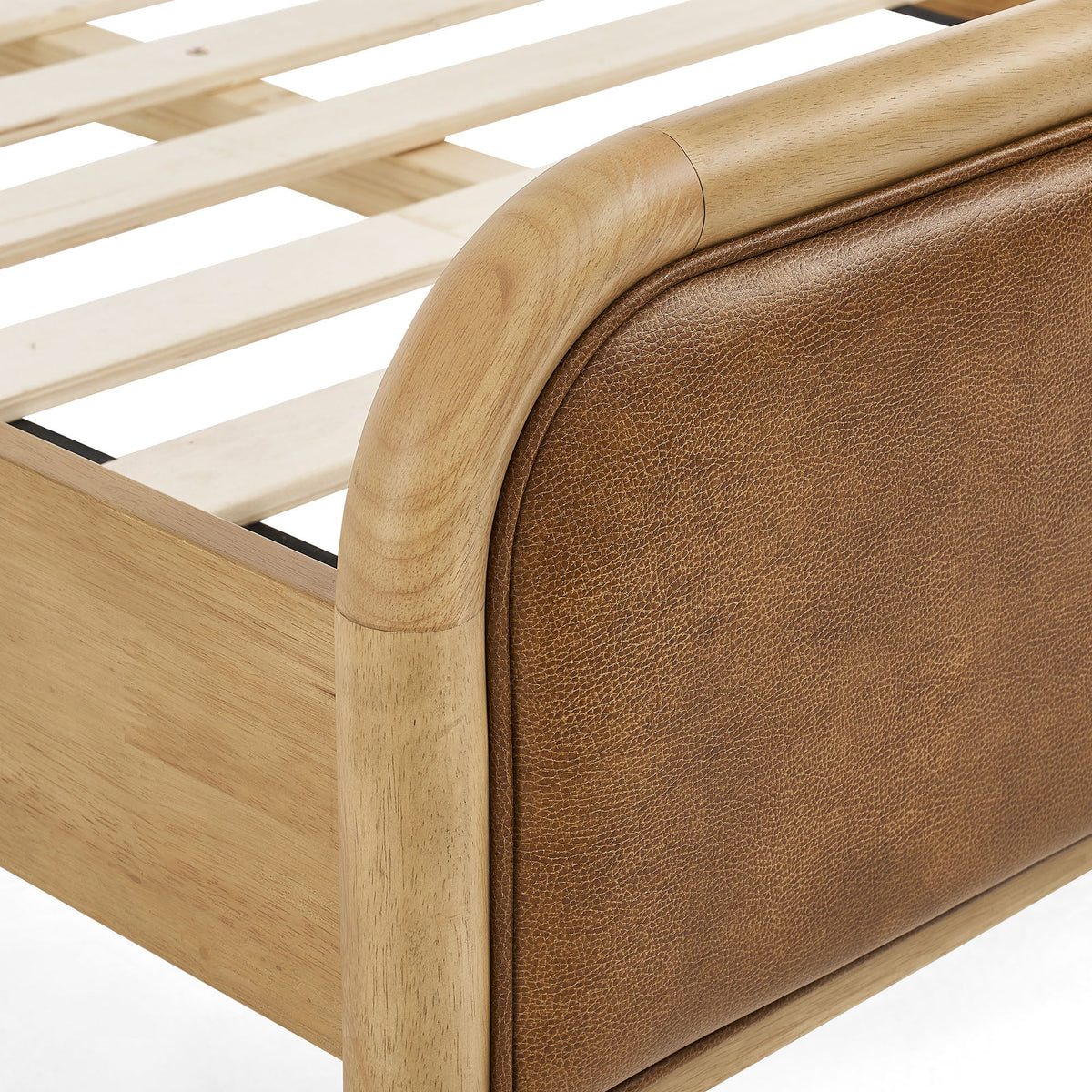 Wexford Light Oak Canyon Vegan Leather Platform Bed