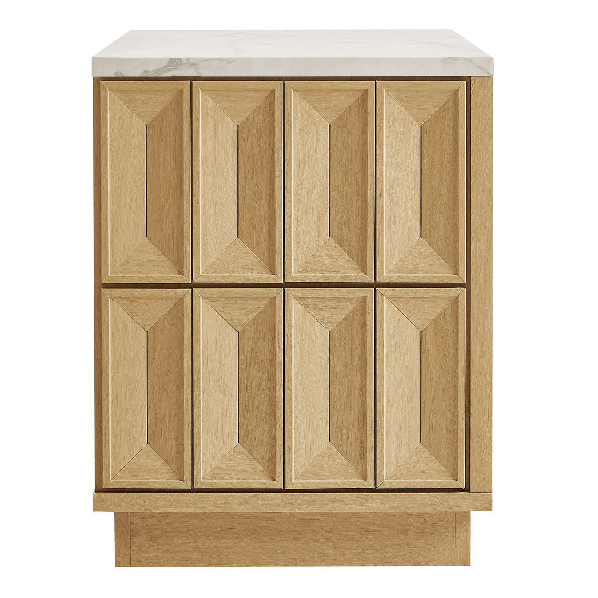 Mabry Oak 23 Inch Geometric Faceted Two Drawer Nightstand - Ornate Home