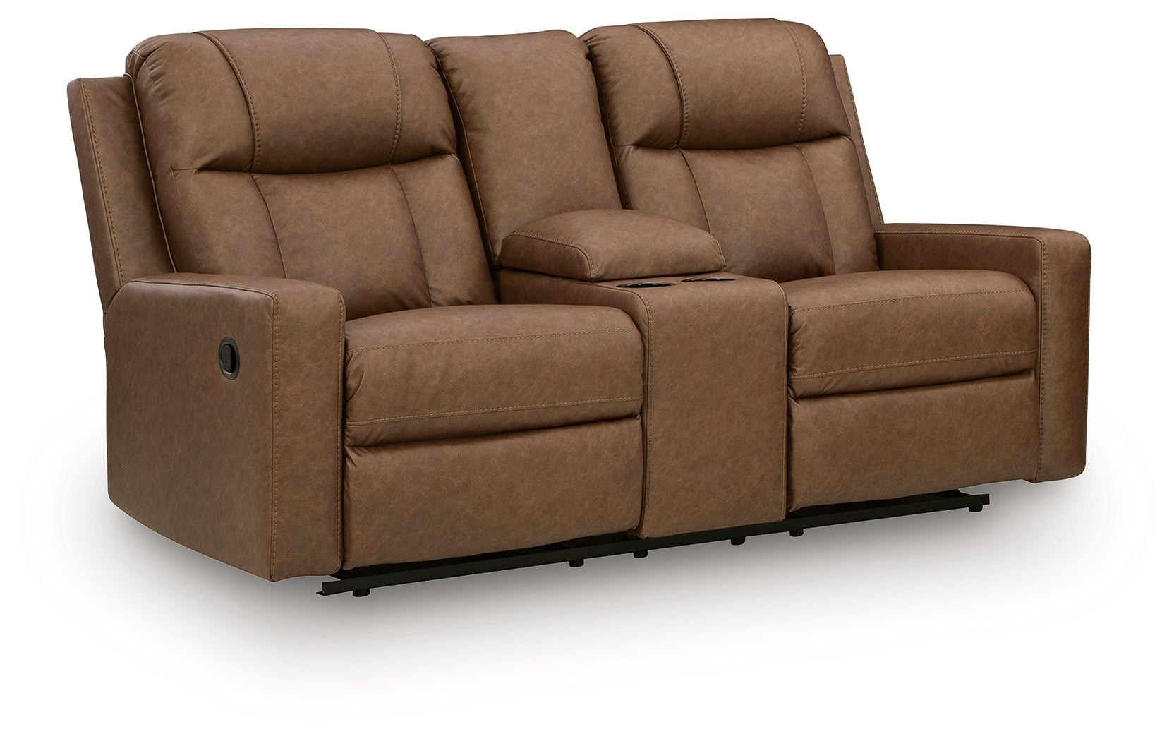 Mackmenville Caramel Reclining Loveseat with Console (Online Special Price) - Ornate Home