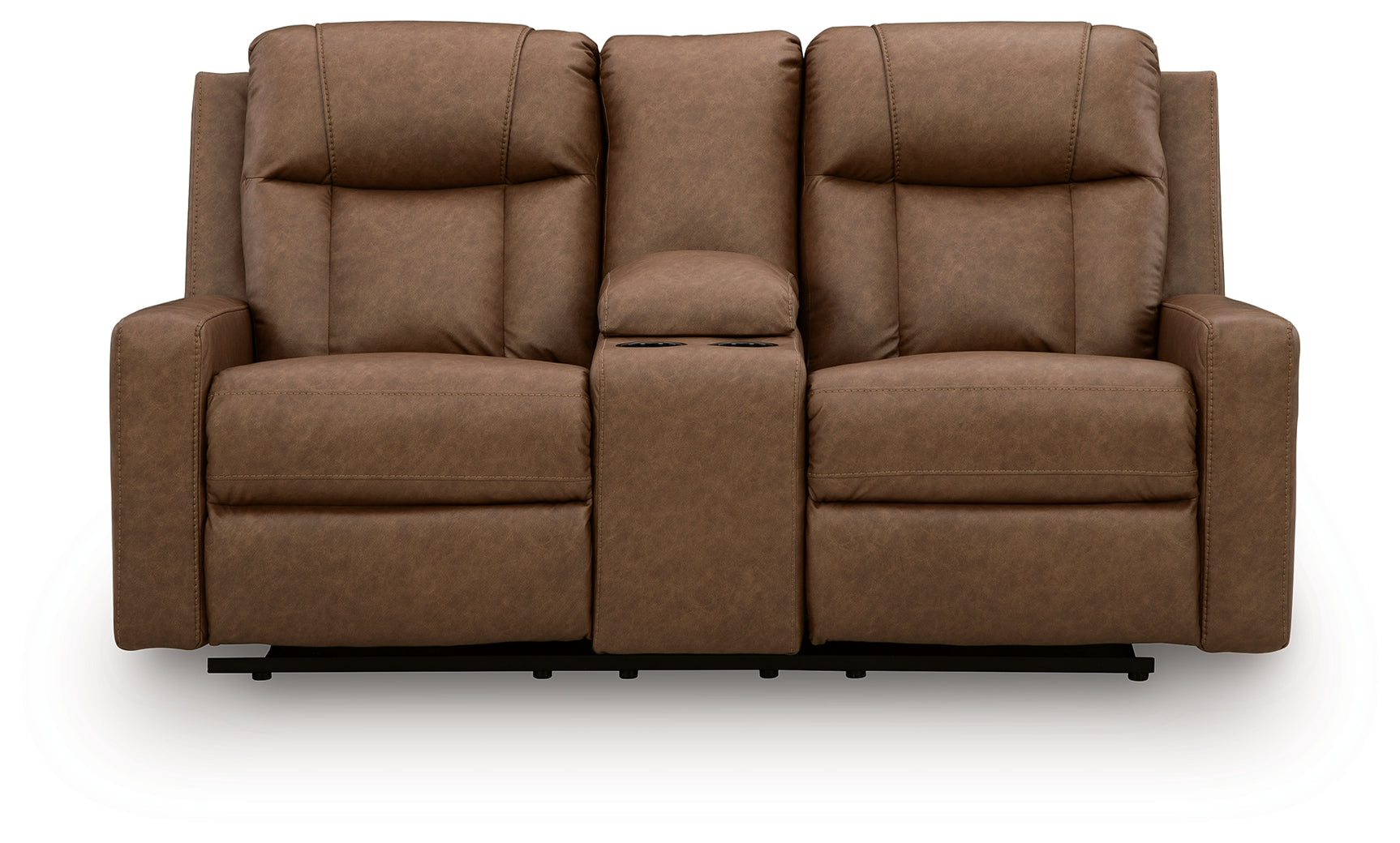 Mackmenville Caramel Reclining Loveseat with Console (Online Special Price) - Ornate Home