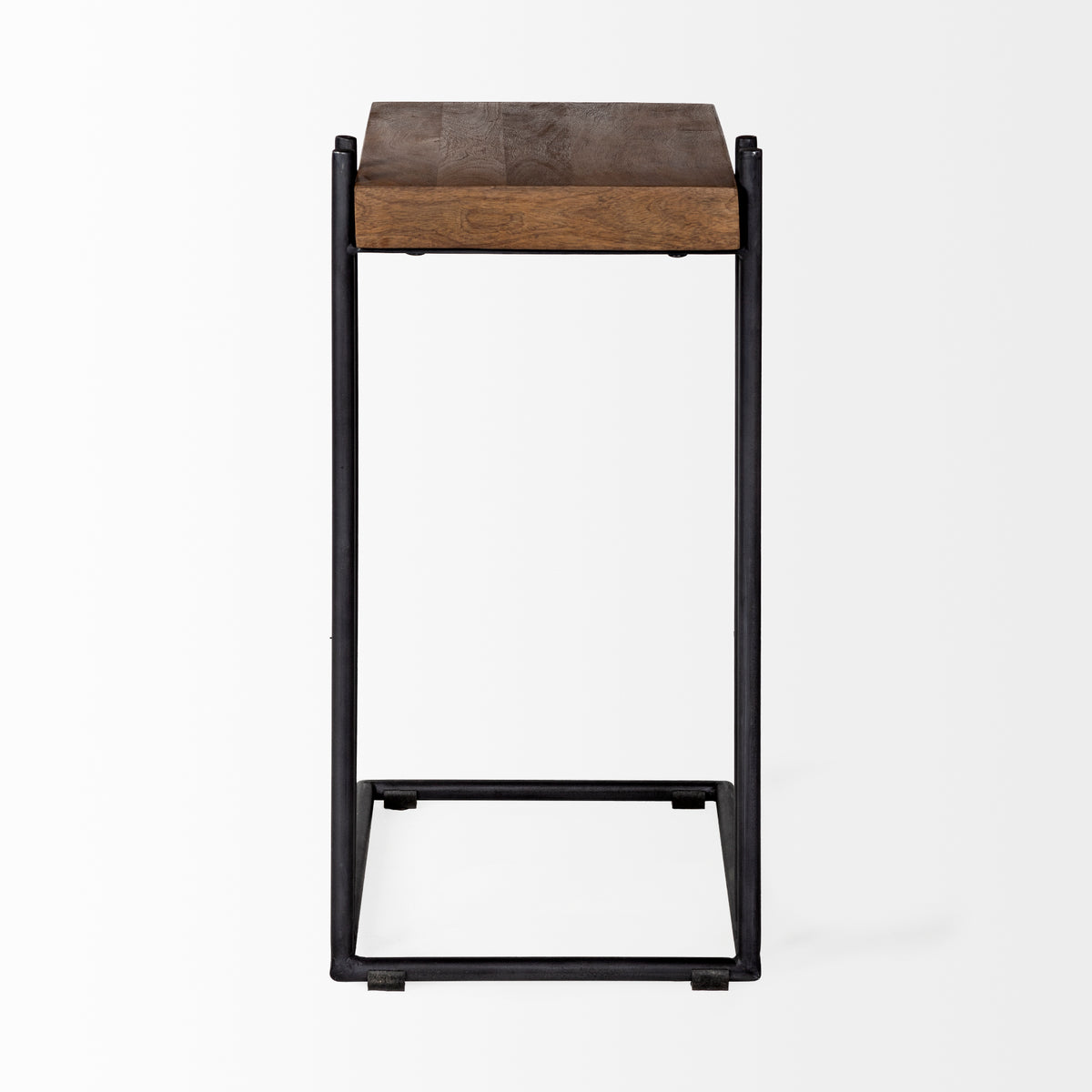Maddox Medium Brown/Black Wood Metal C-Shaped End/Side Table - Ornate Home