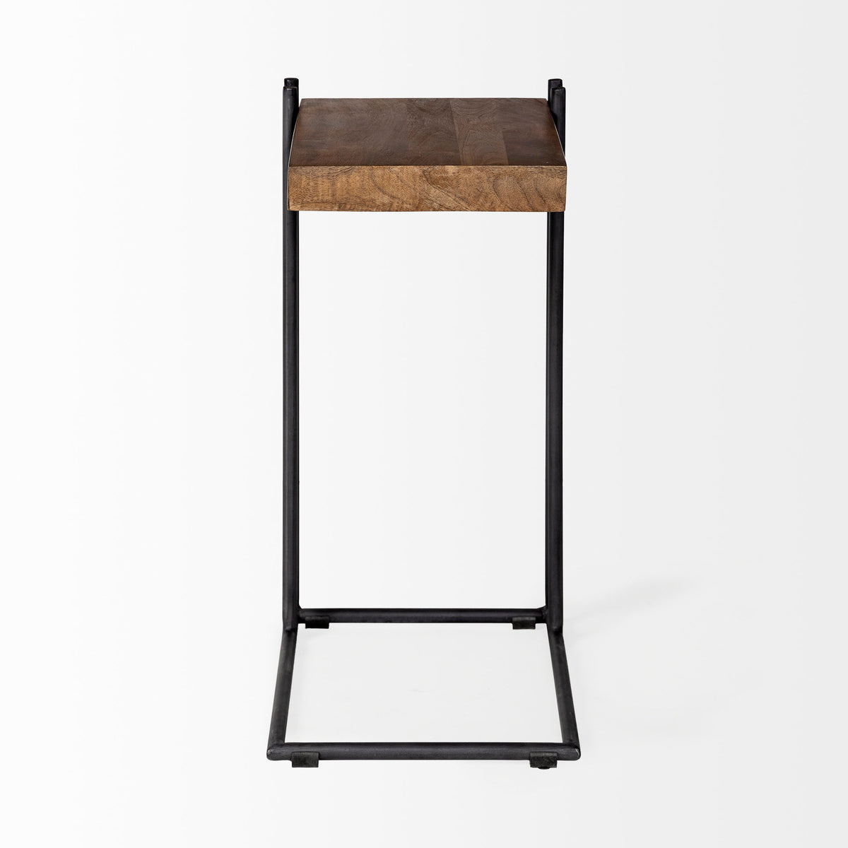 Maddox Medium Brown/Black Wood Metal C-Shaped End/Side Table - Ornate Home