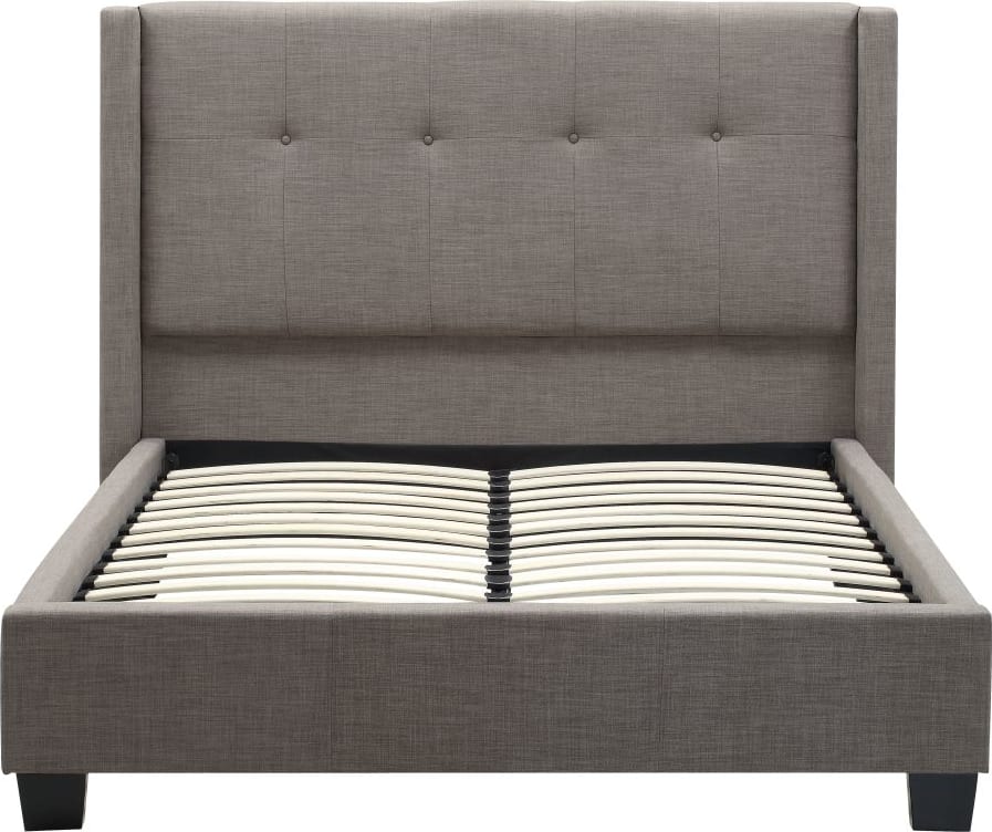Madeleine Dolphin Linen Full Wingback Platform Bed - Ornate Home