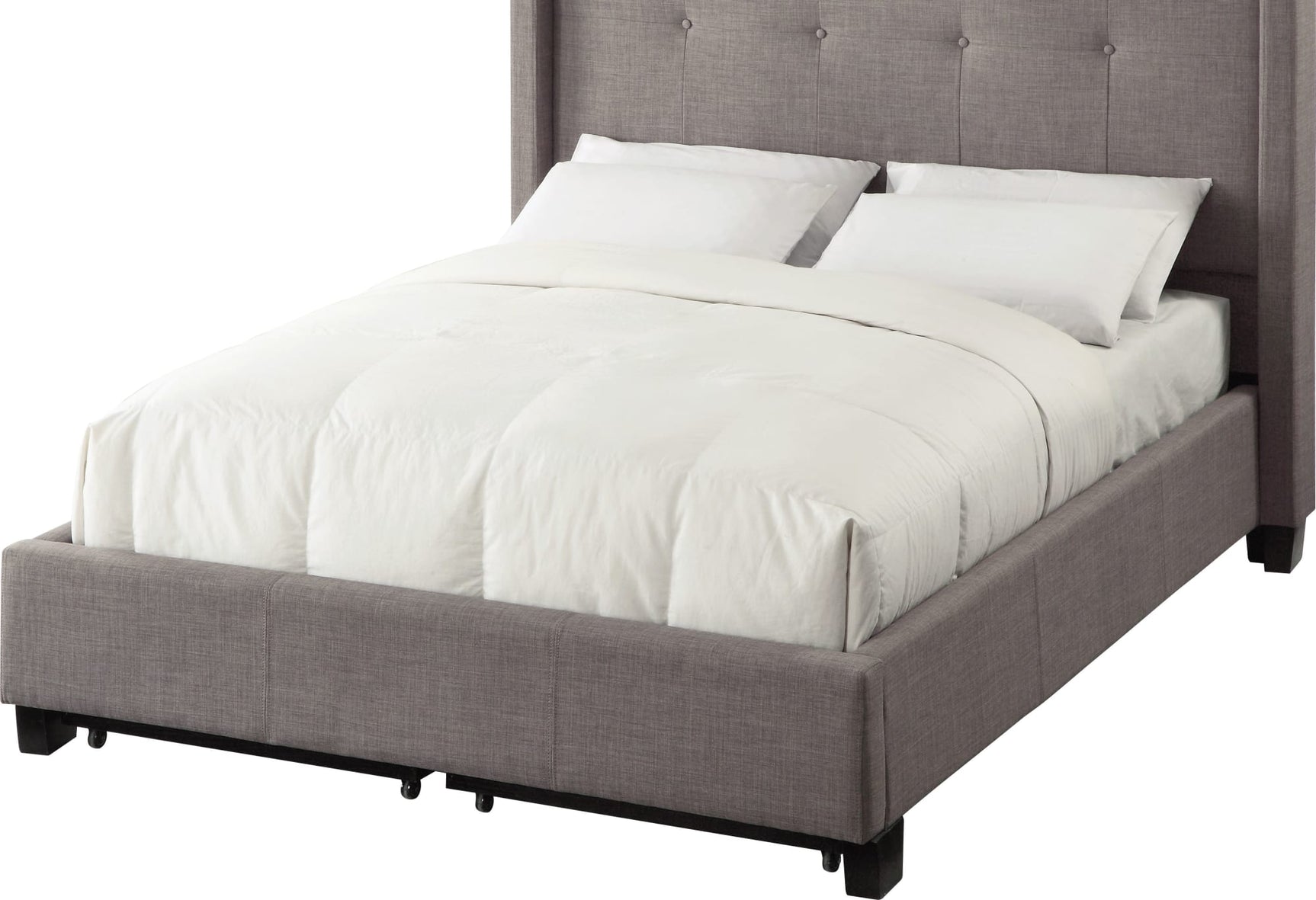 Madeleine Dolphin Linen King Wingback Platform Storage Bed - Ornate Home