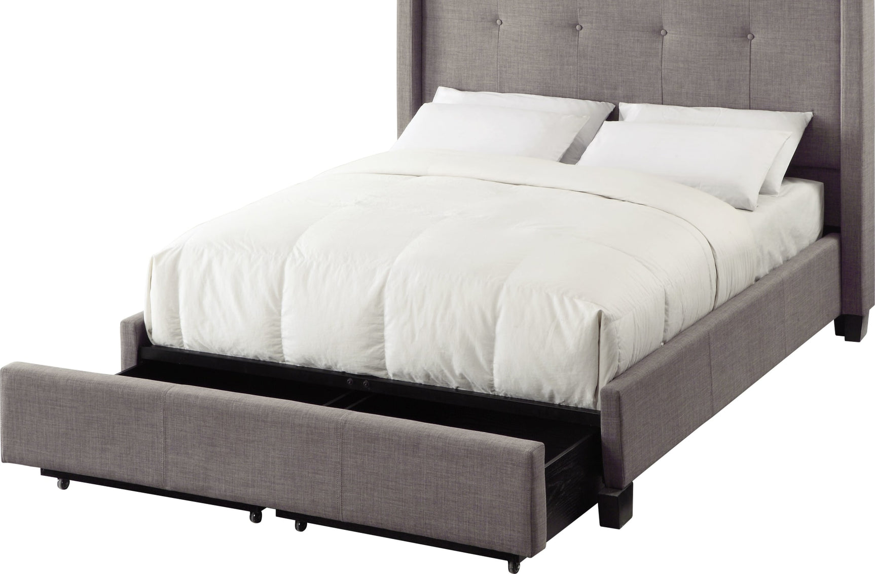 Madeleine Dolphin Linen King Wingback Platform Storage Bed - Ornate Home