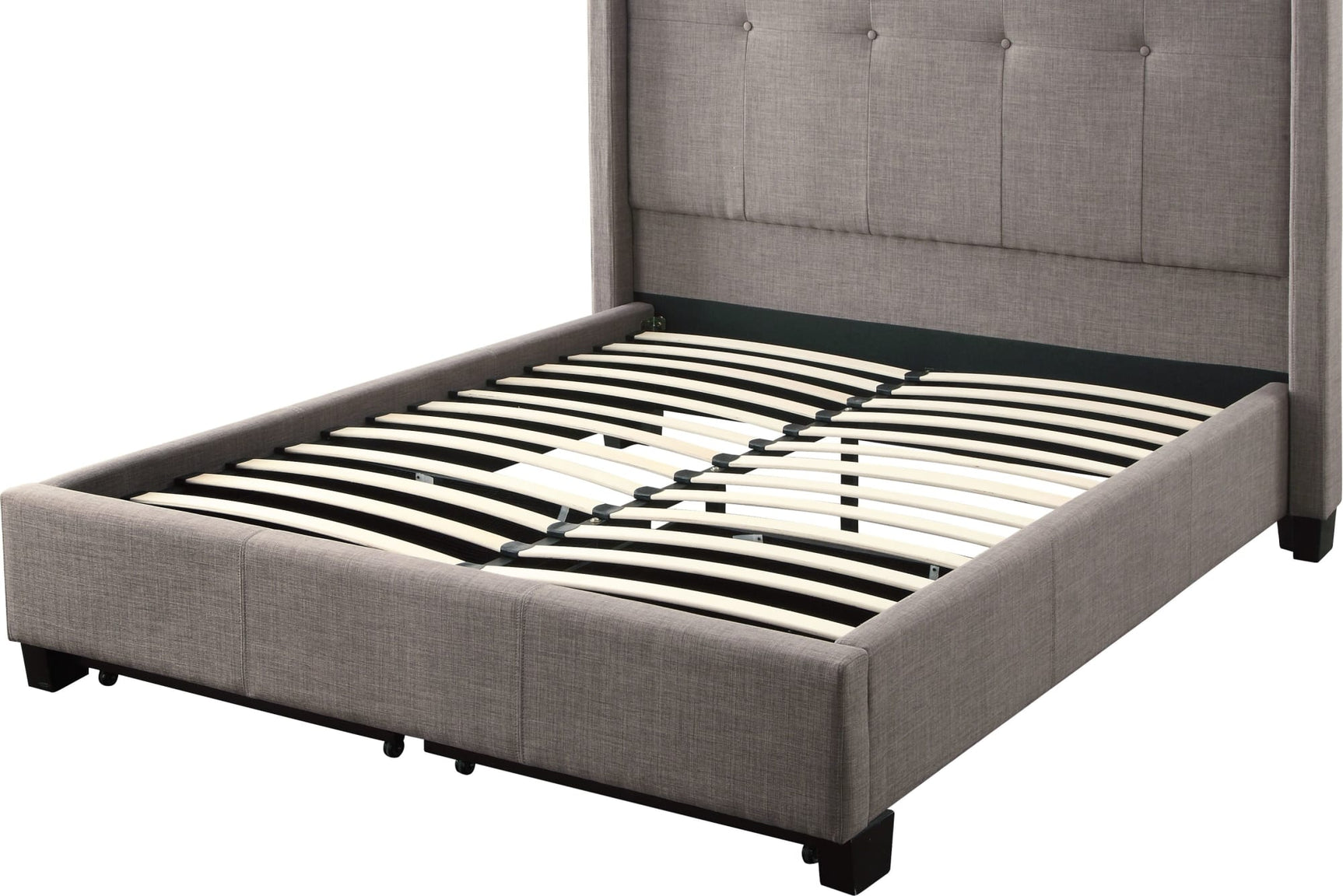 Madeleine Dolphin Linen King Wingback Platform Storage Bed - Ornate Home