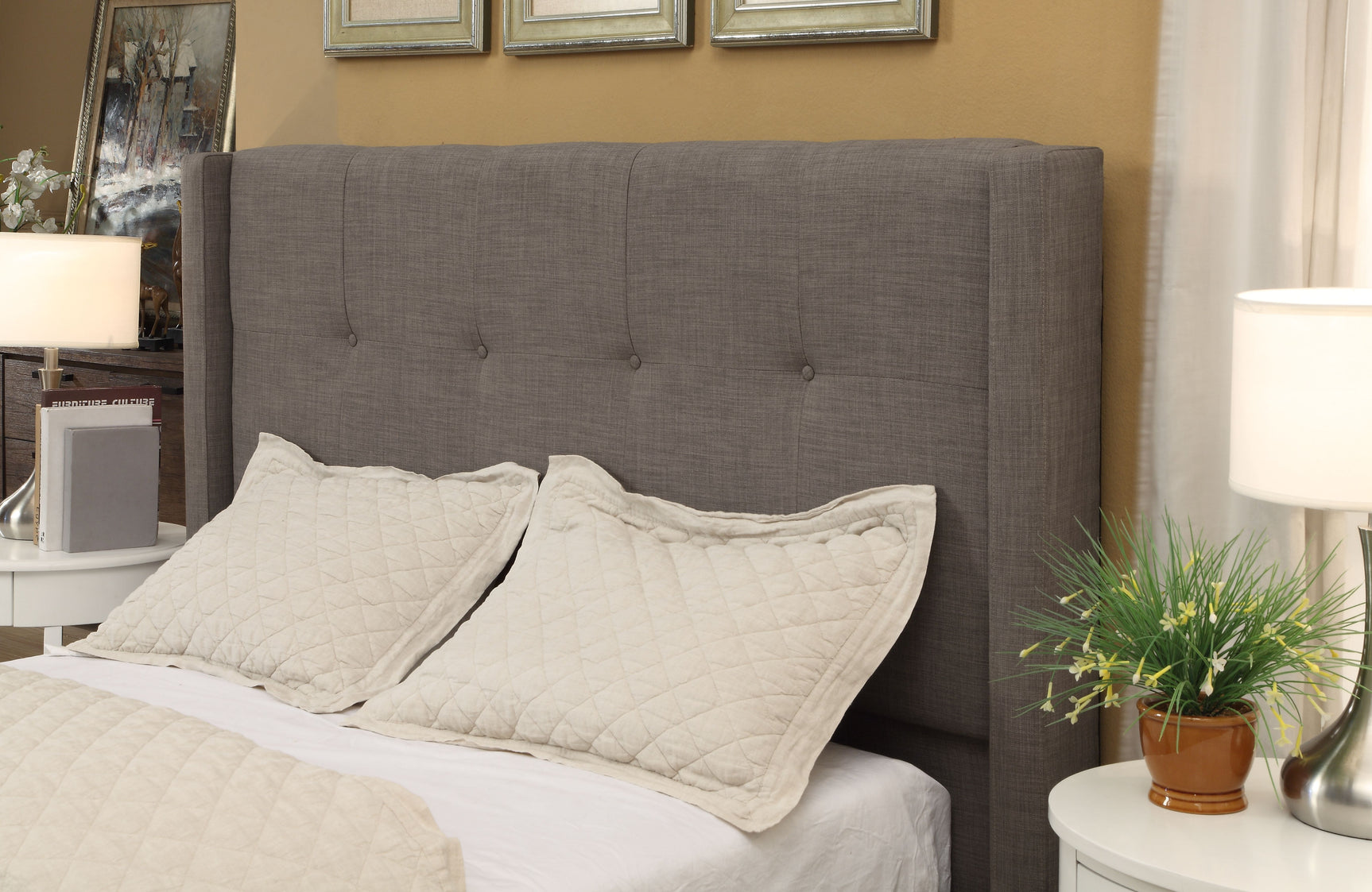 Madeleine Wingback Upholstered Platform Storage Bed - Ornate Home