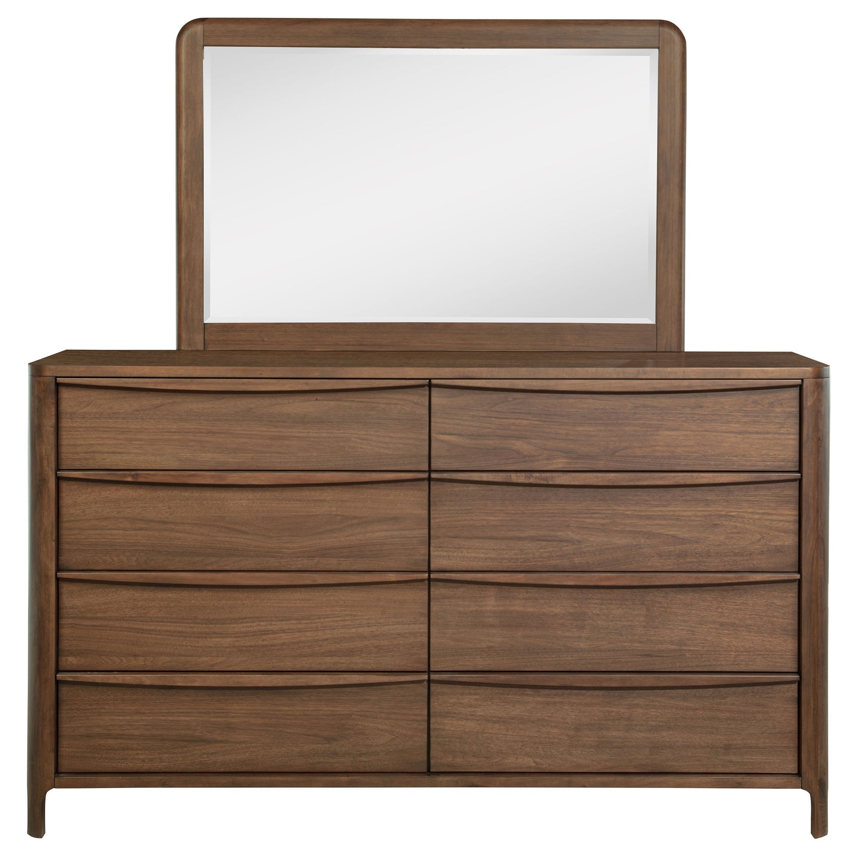Maderia Walnut Dresser and Mirror - Ornate Home