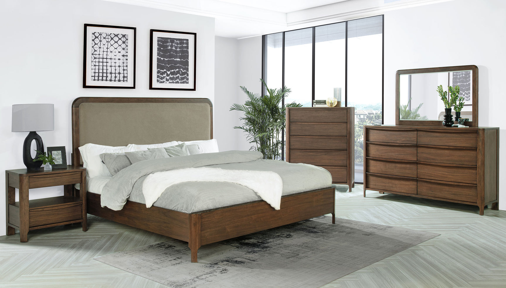 Maderia Walnut Queen Panel Bed - Ornate Home