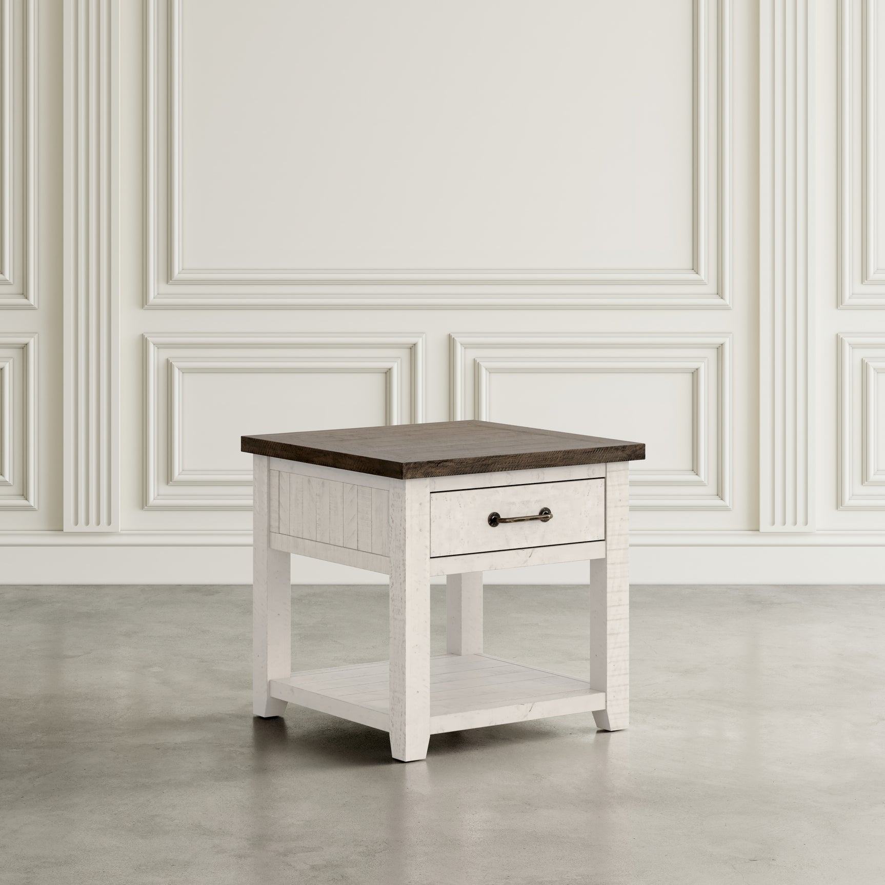 Madison County Harris Vintage White End Table - Ornate Home