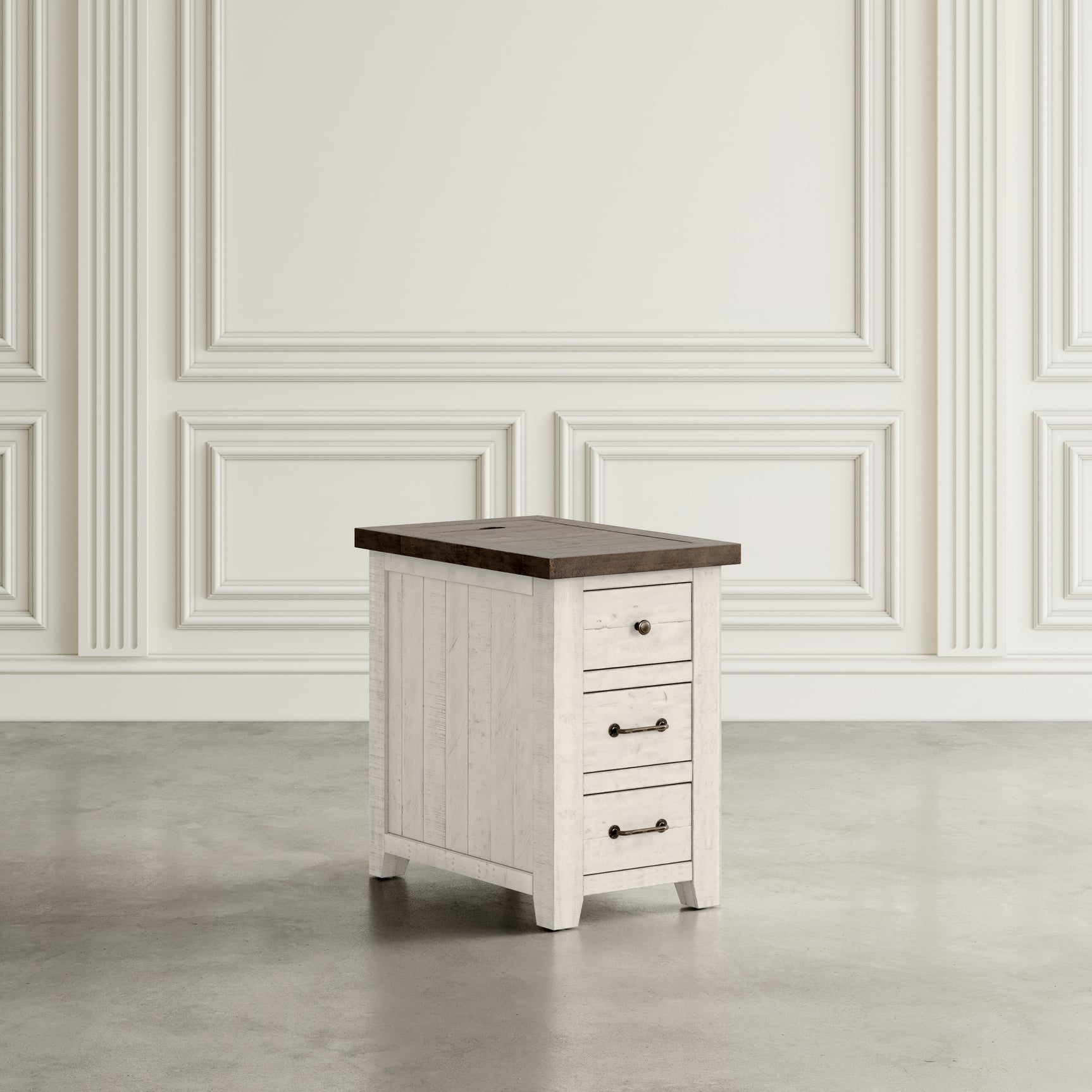 Madison County Harris Vintage White Power Chairside Table - Ornate Home