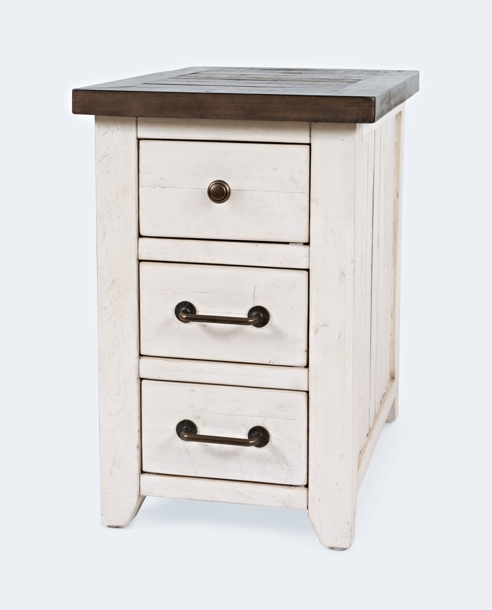 Madison County Harris Vintage White Power Chairside Table - Ornate Home