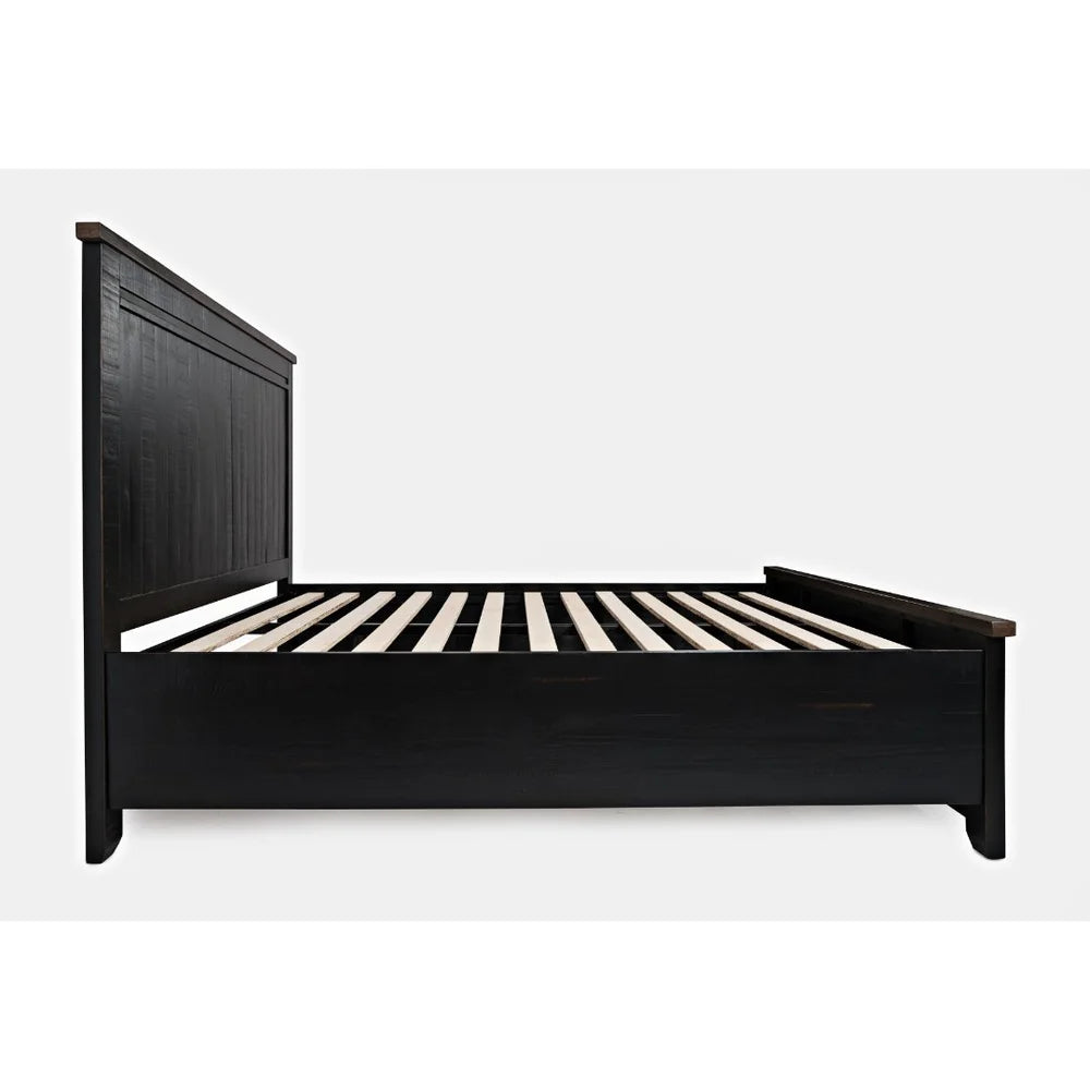 Madison County Vintage Black 3-Piece King Panel Bedroom Set - Ornate Home