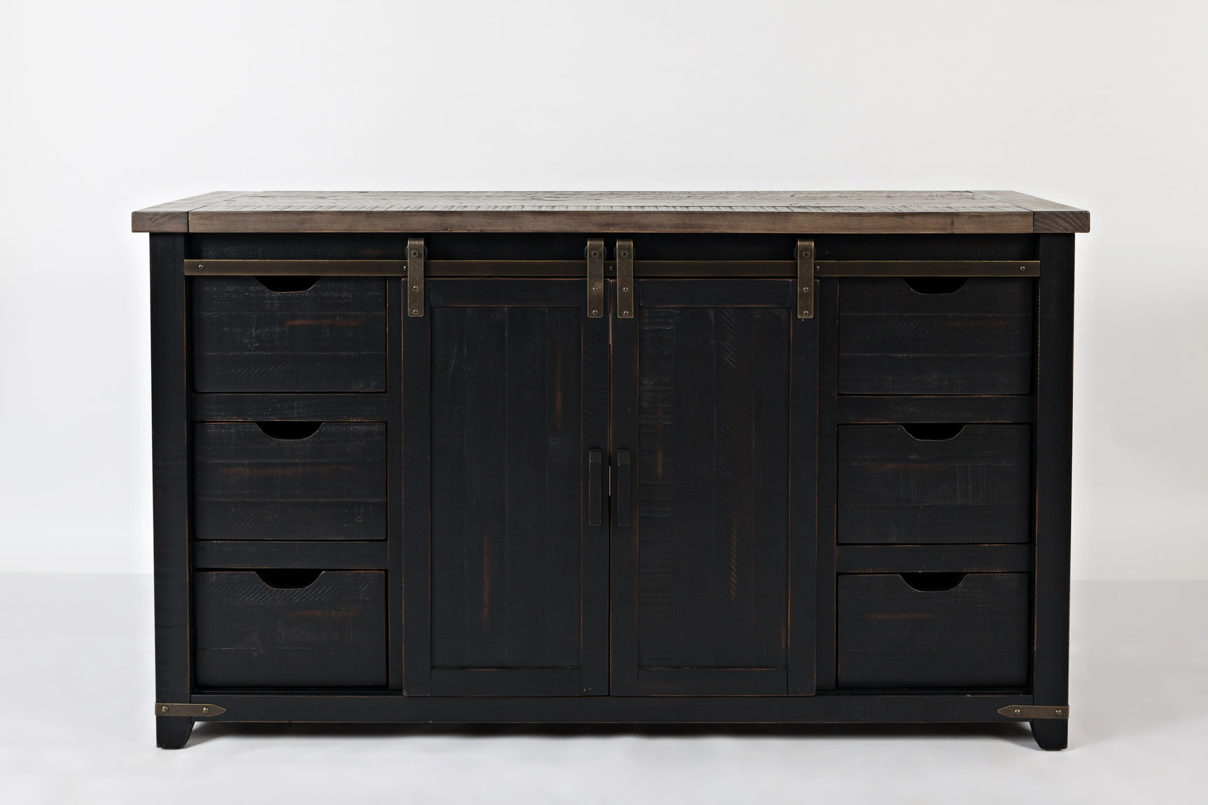 Madison County Vintage Black 60 Barn Door Server - Ornate Home