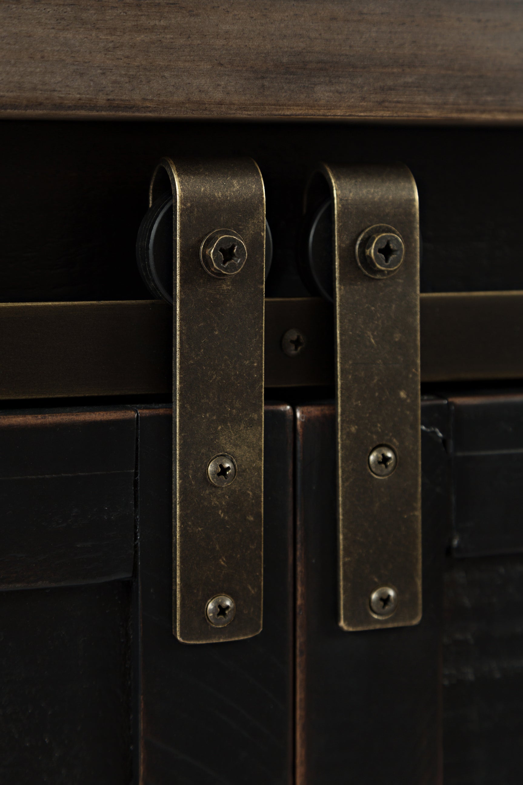 Madison County Vintage Black 60 Barn Door Server - Ornate Home