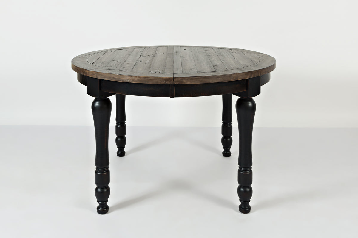 Madison County Vintage Black Round to Oval Dining Table w/ 4 Chairs - Ornate Home