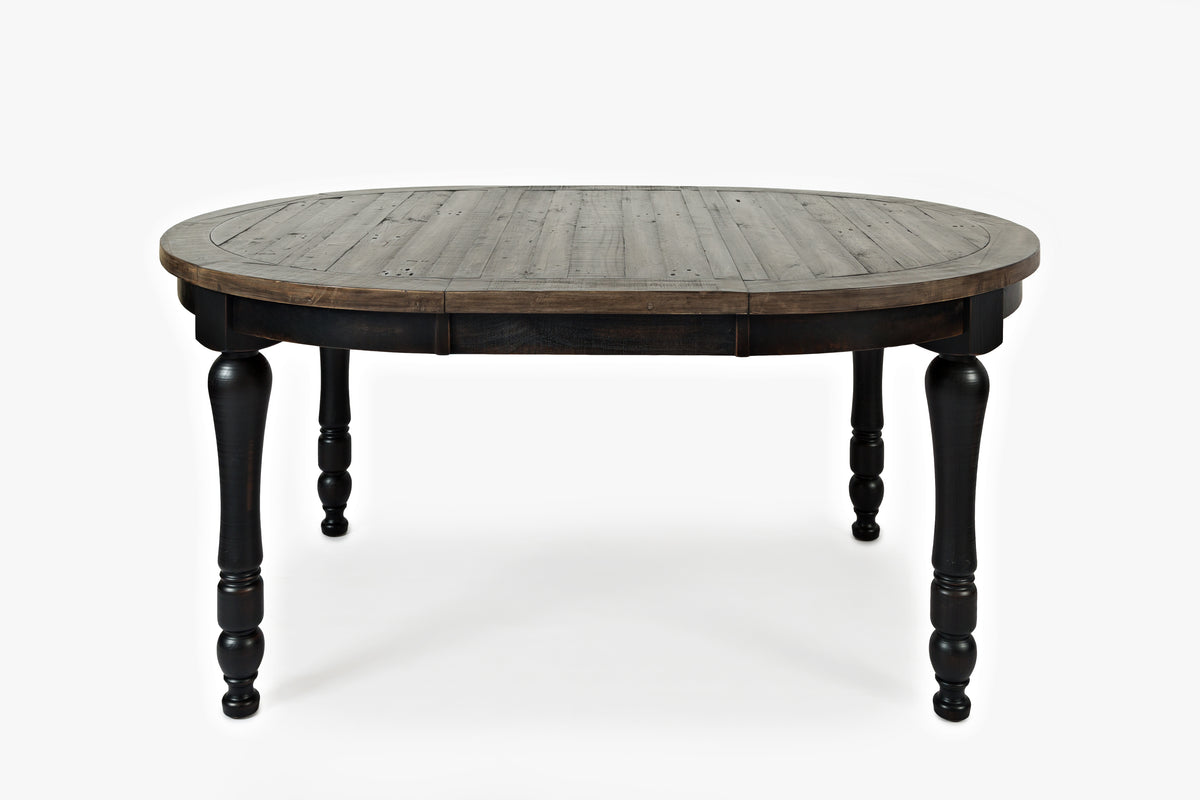 Madison County Vintage Black Round to Oval Dining Table w/ 4 Chairs - Ornate Home