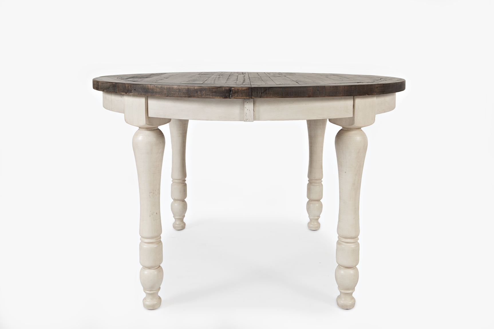 Madison County Vintage White Round to Oval Dining Table - Ornate Home