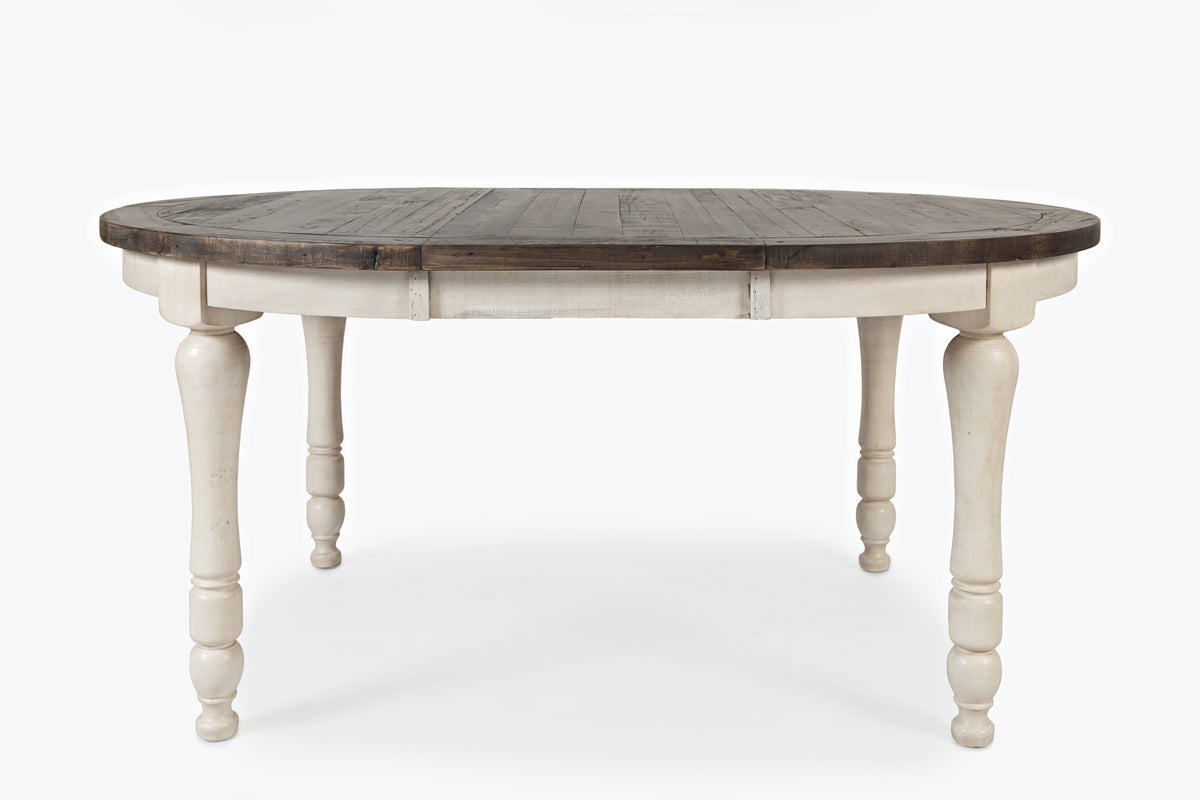 Madison County Vintage White Round to Oval Dining Table w/ 4 Chairs - Ornate Home