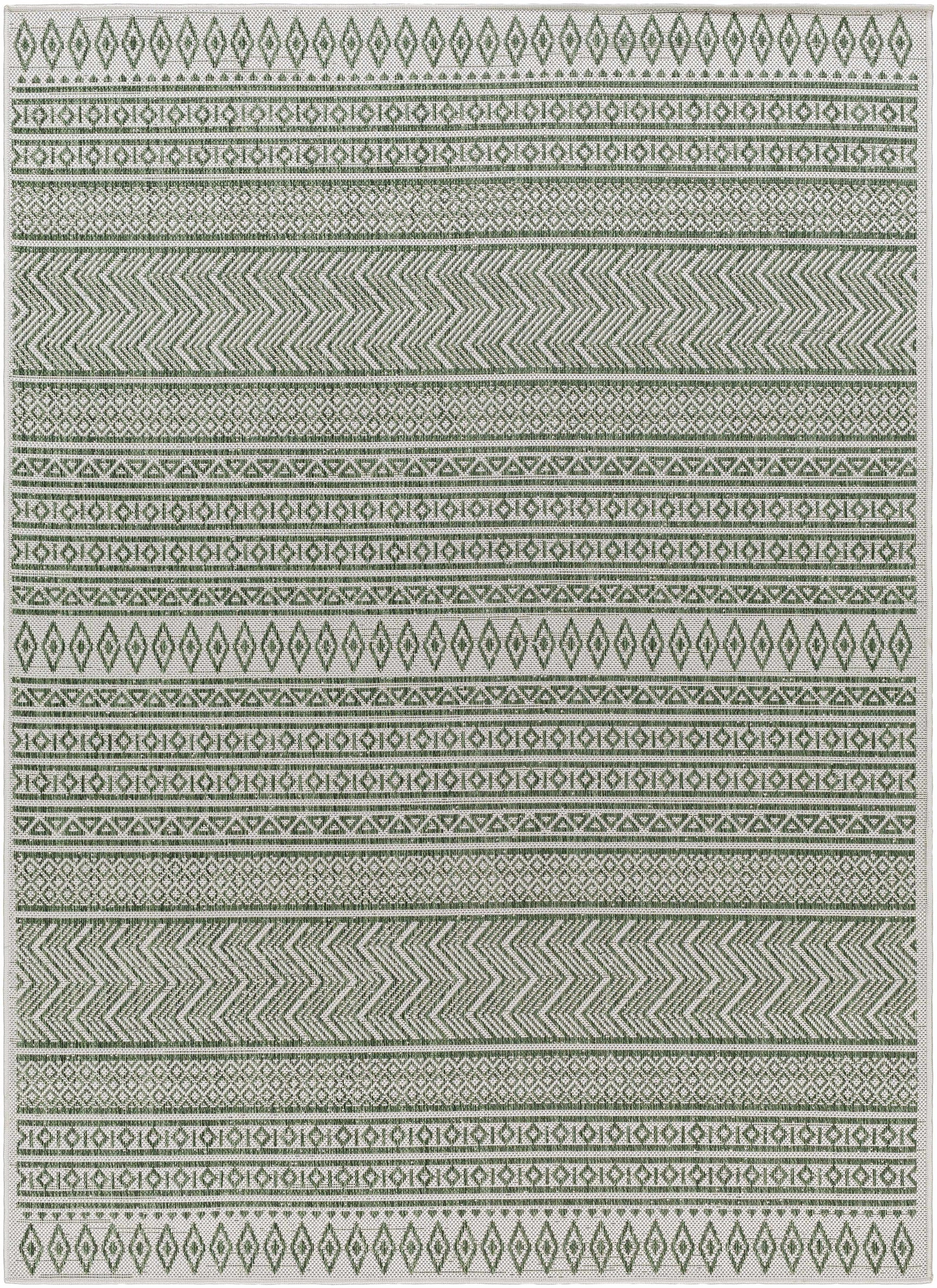 Madras Natural Gray Green All Over Performance Outdoor Area Rug - Ornate Home