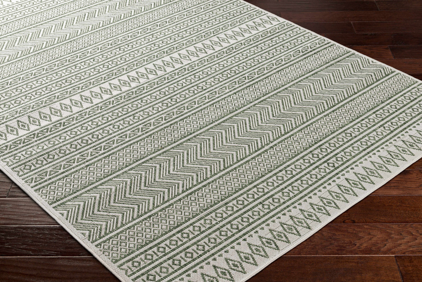Madras Natural Gray Green All Over Performance Outdoor Area Rug - Ornate Home
