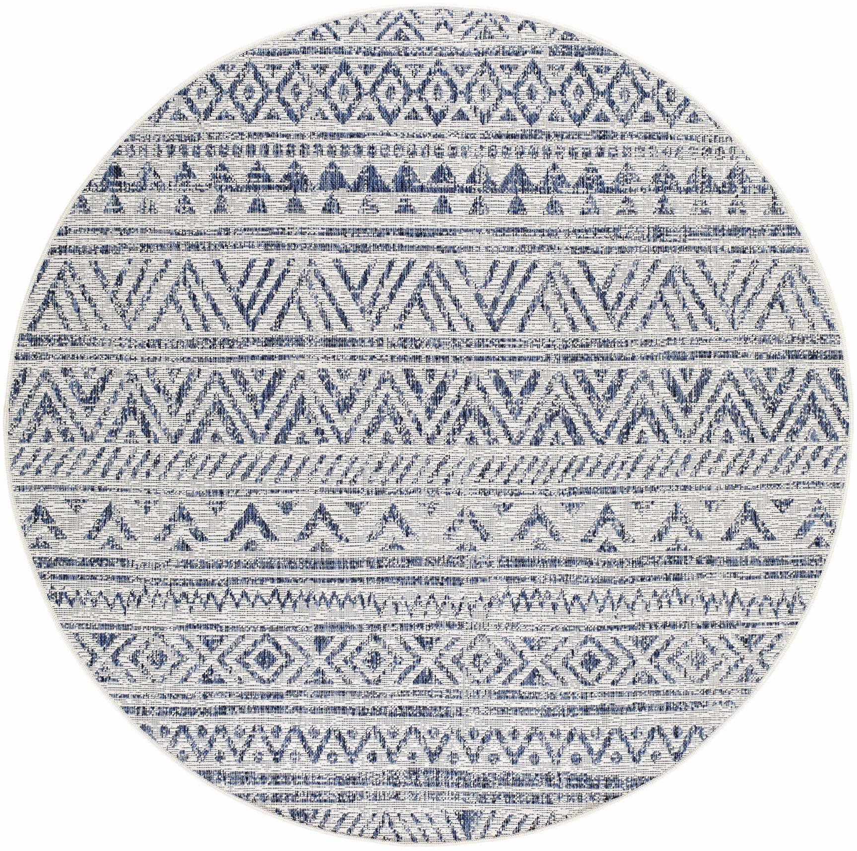 Madras Navy All Over Performance Outdoor Rug - Ornate Home