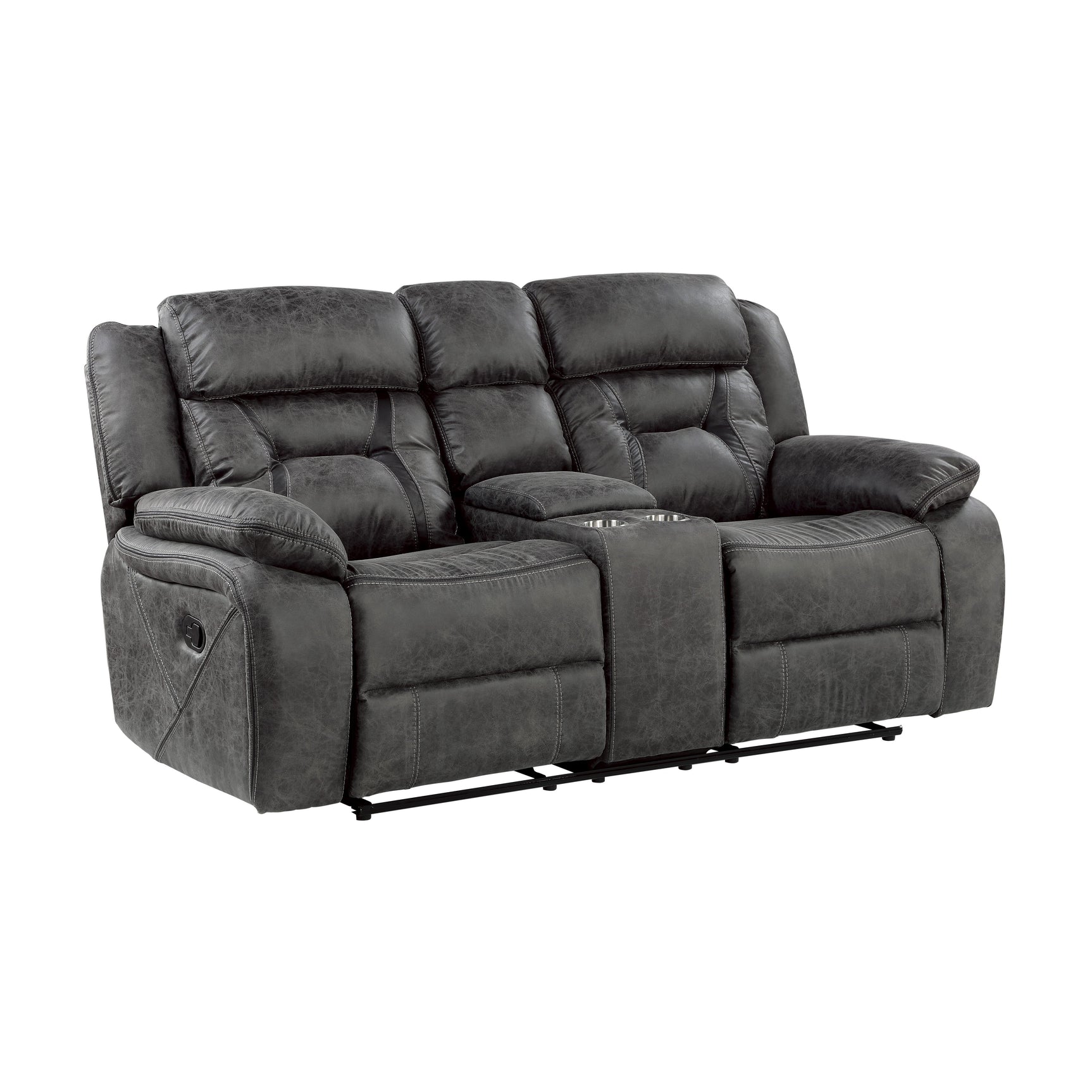 Madrona Hill Gray Double Reclining Loveseat - Ornate Home